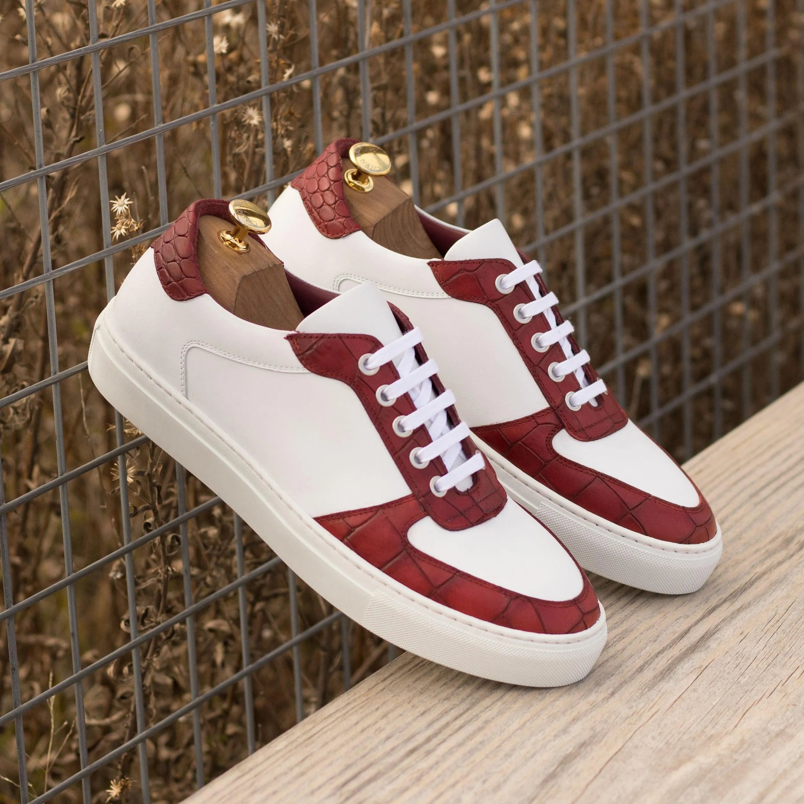 Zino Low red calf two-tone leather sneakers for everyday wear