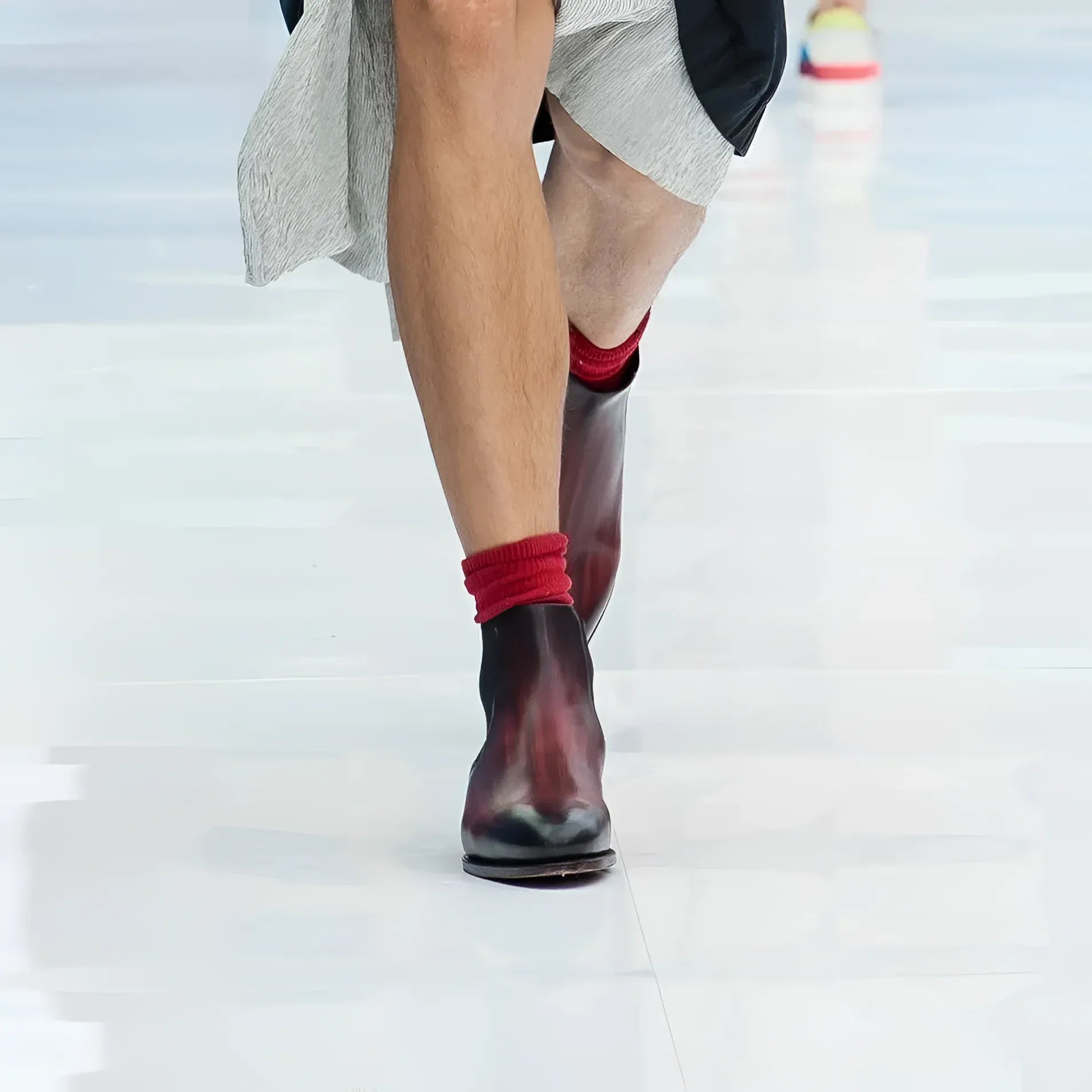 Burgundy patina Chelsea boots with red socks, 009 Patina Chelsea Boots II