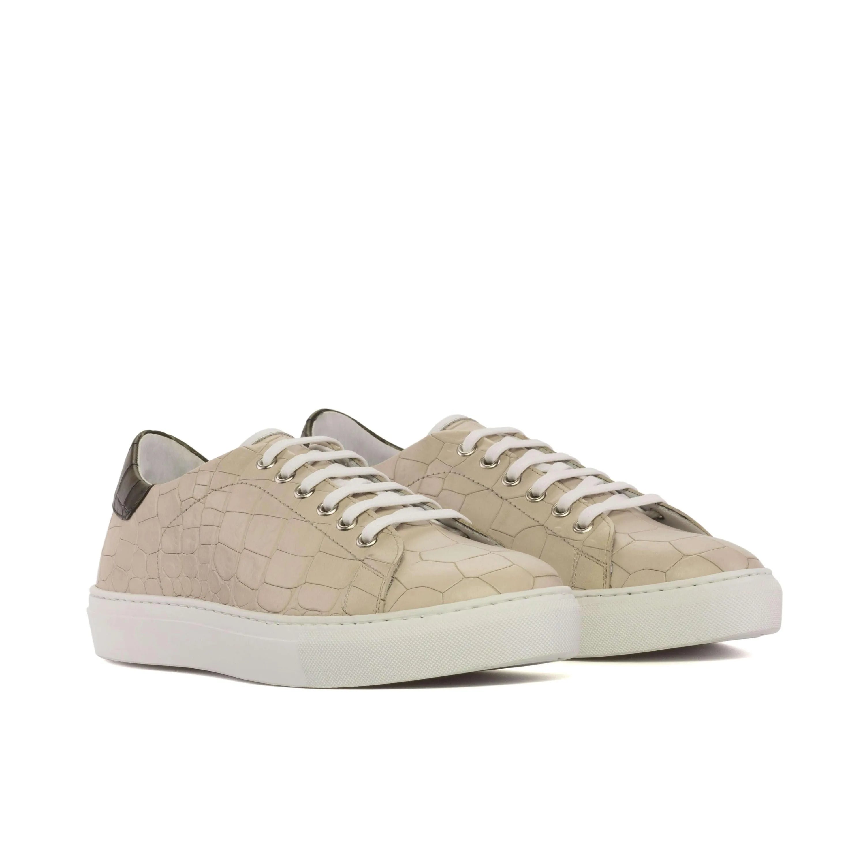 Beige leather 1720 trainer sneaker with white cupsole