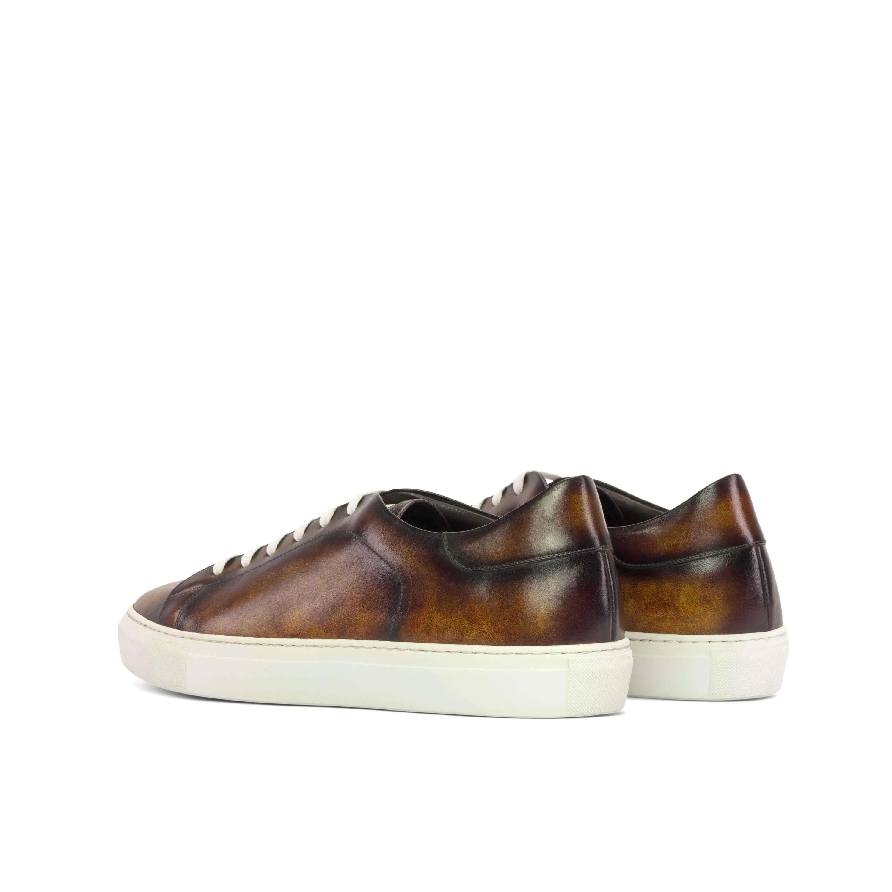 Brown 1789 trainer patina sneaker with white cupsole