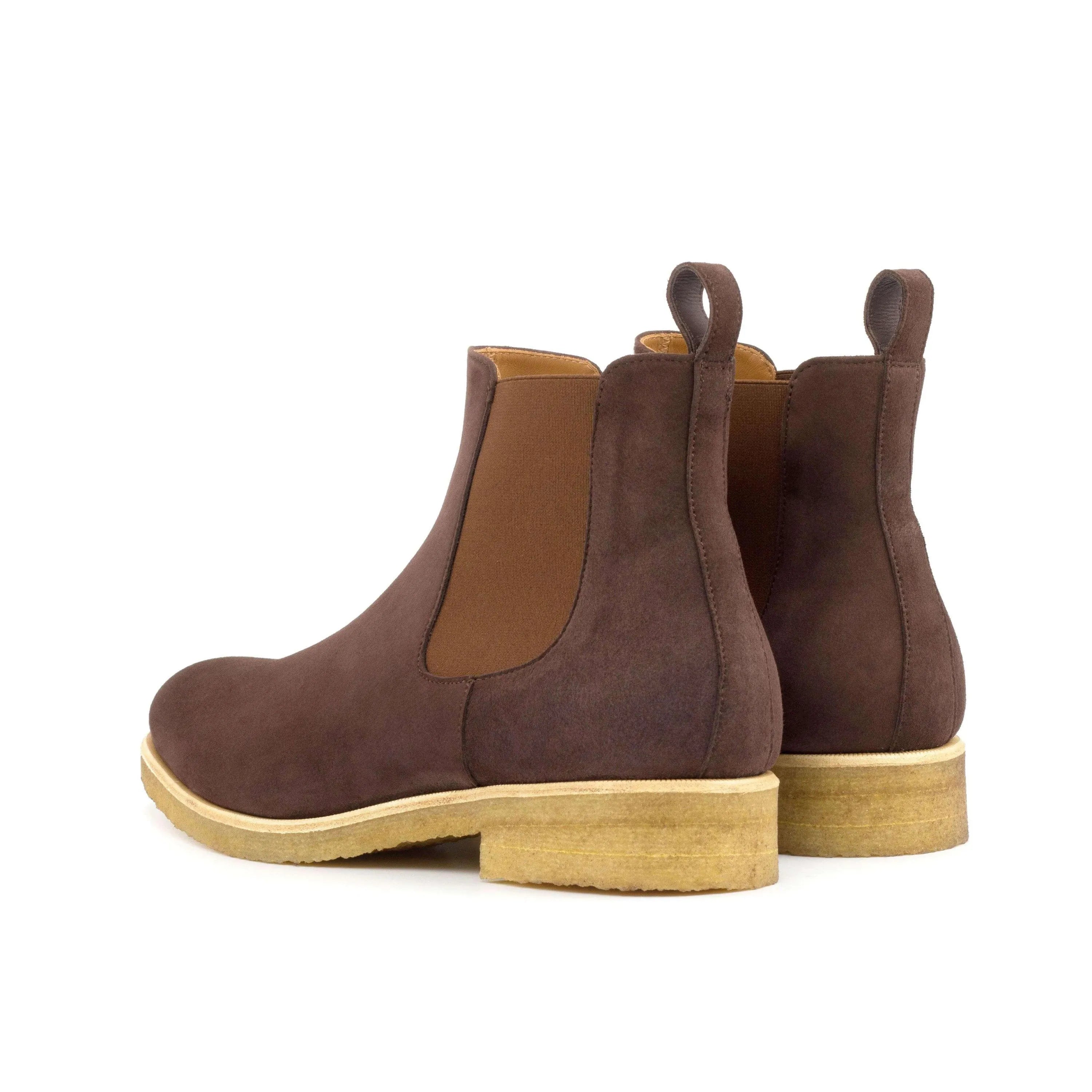 Brown suede 1905 Chelsea boots, luxury bespoke shoes for men