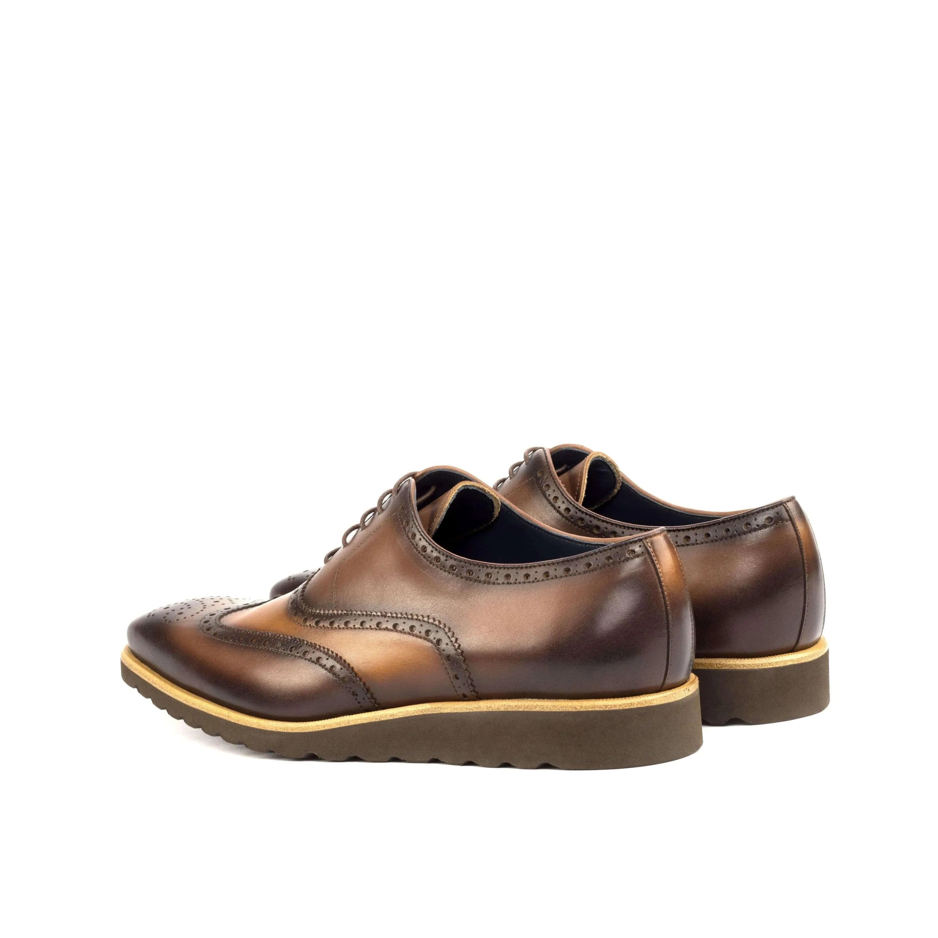 Brown leather 21QW full brogue shoes with hand-painted patina