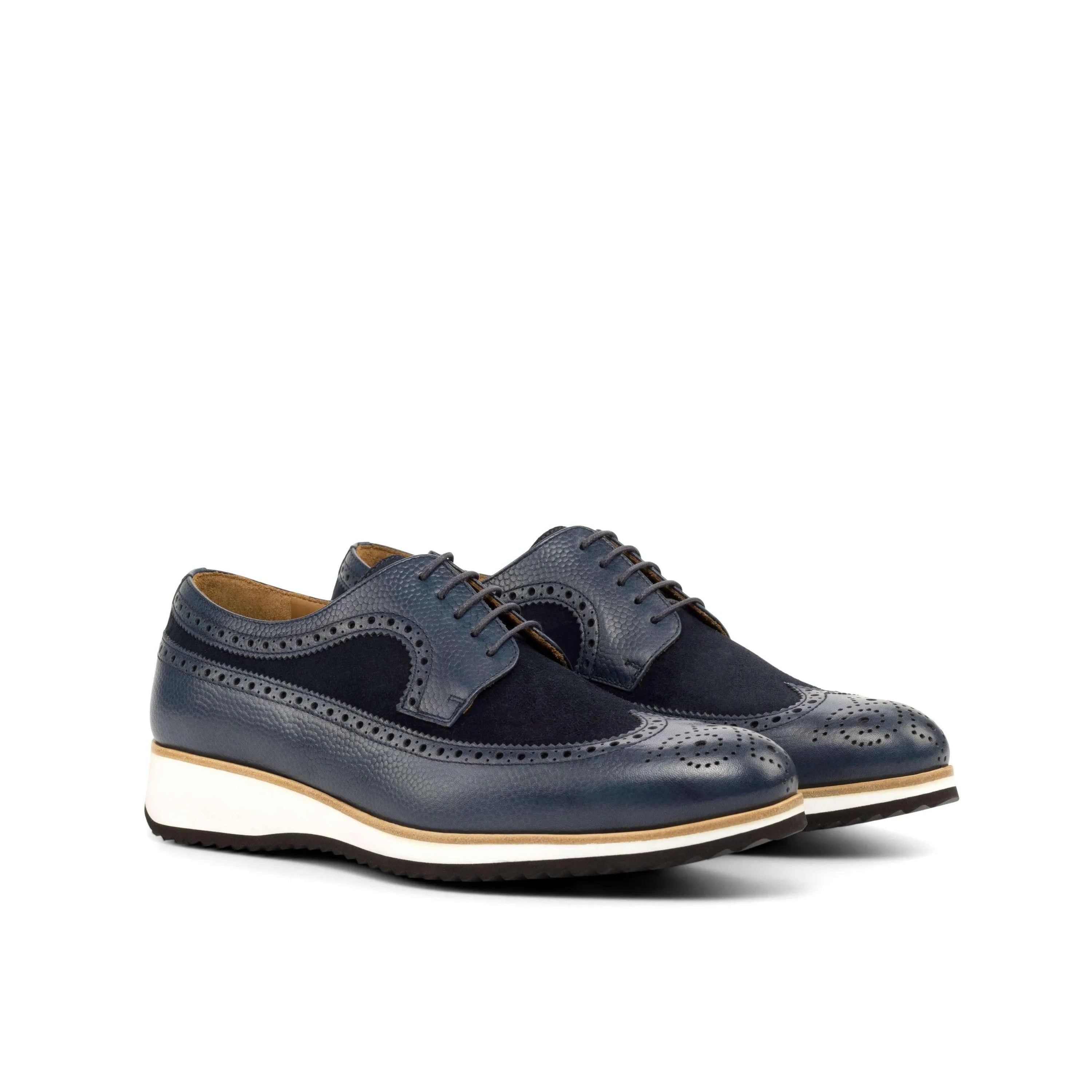 Blue leather and suede longwing blucher shoes, 300 Longwing Blucher Shoes II