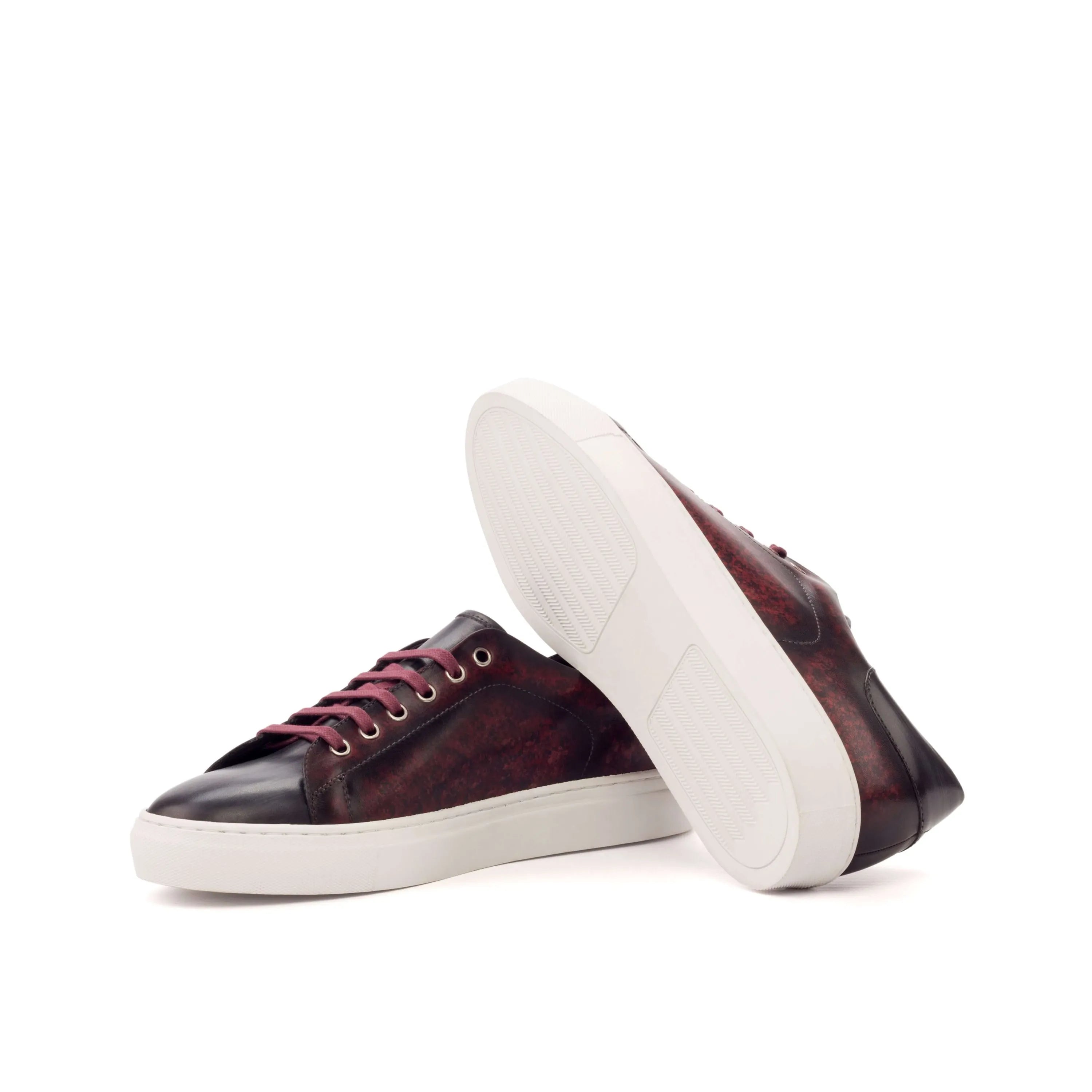 Burgundy leather Abril Trainer Patina sneaker with crust patina