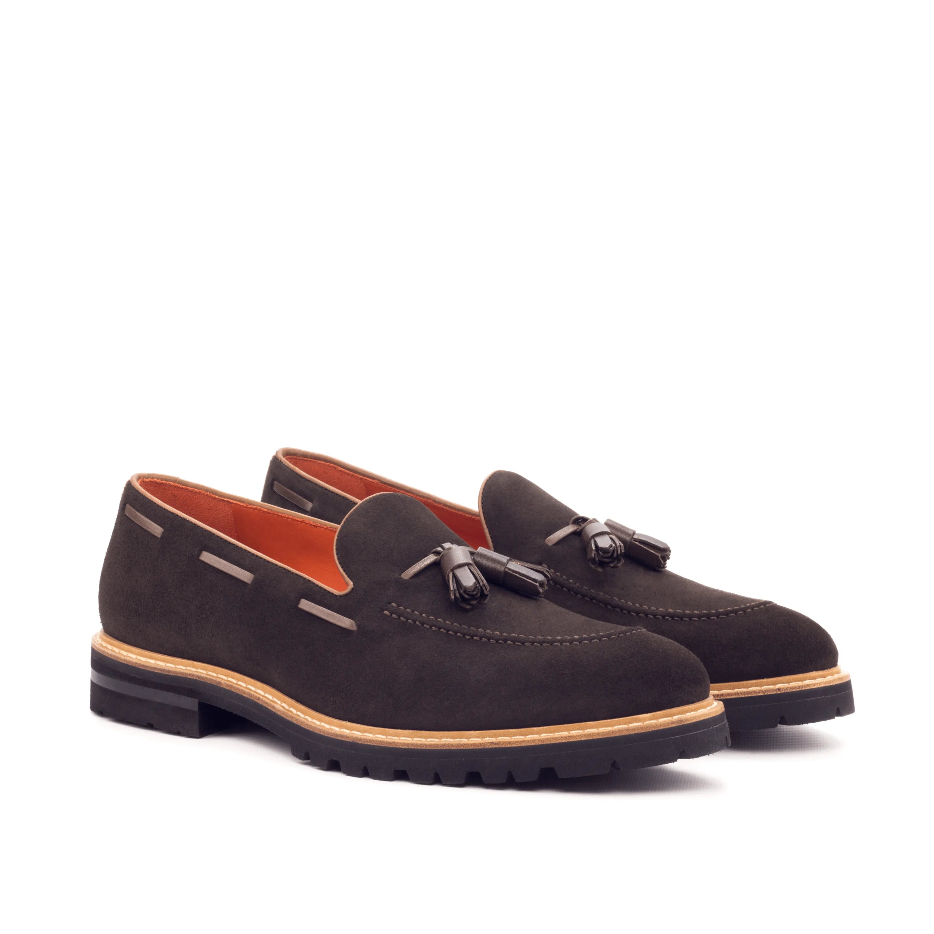 Brown suede tassel Achilles loafers II, luxury bespoke shoes for men