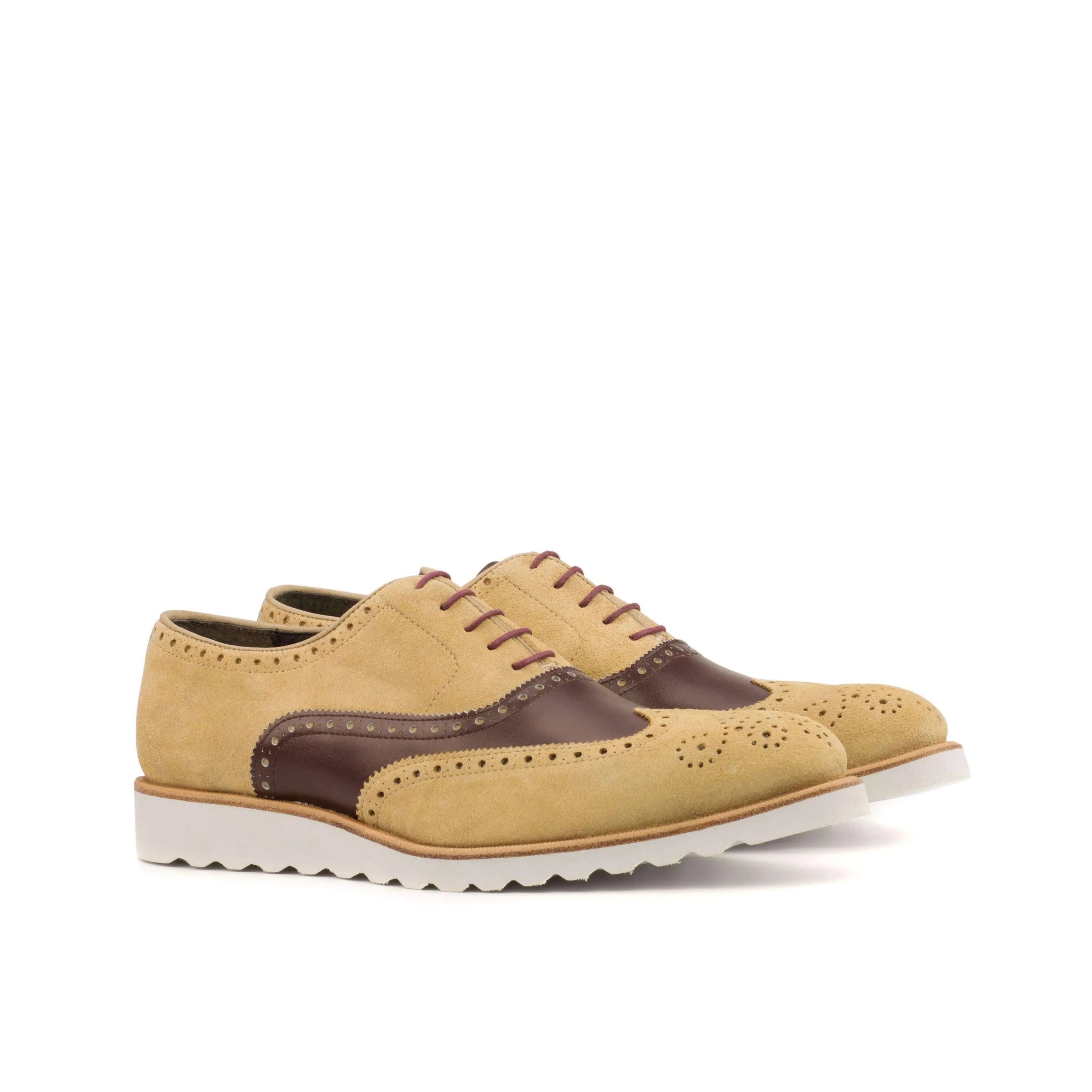 Adahy Full Brogue II tan brown wingtip shoes with rounded toe