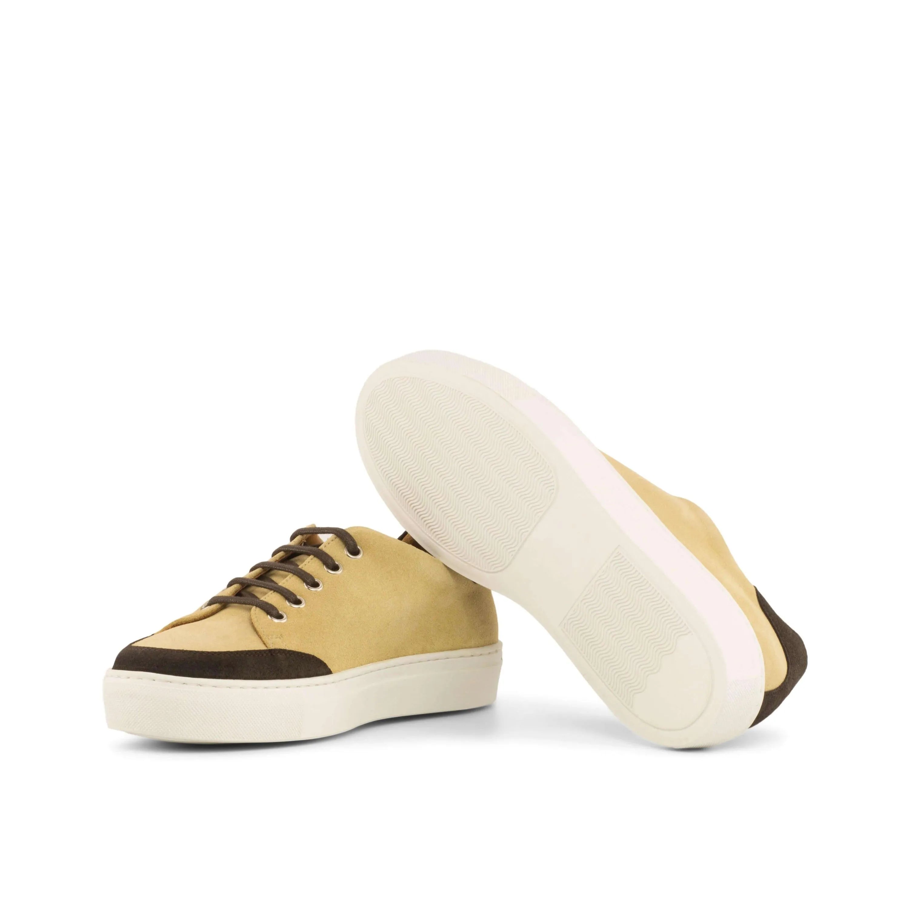 Adrianas ladies tennis sneaker II in tan and brown lux suede