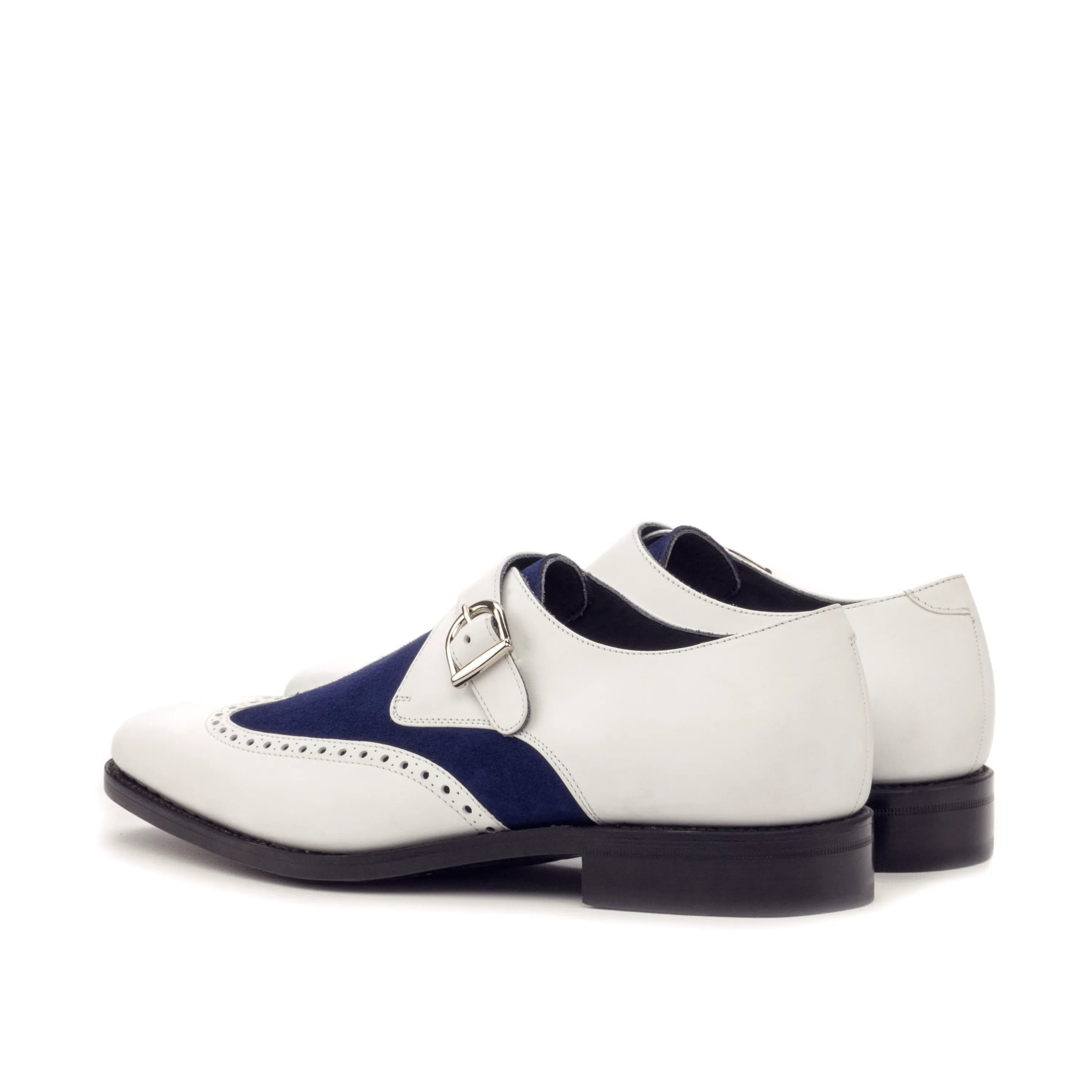 Aja single monk shoes II in white and navy