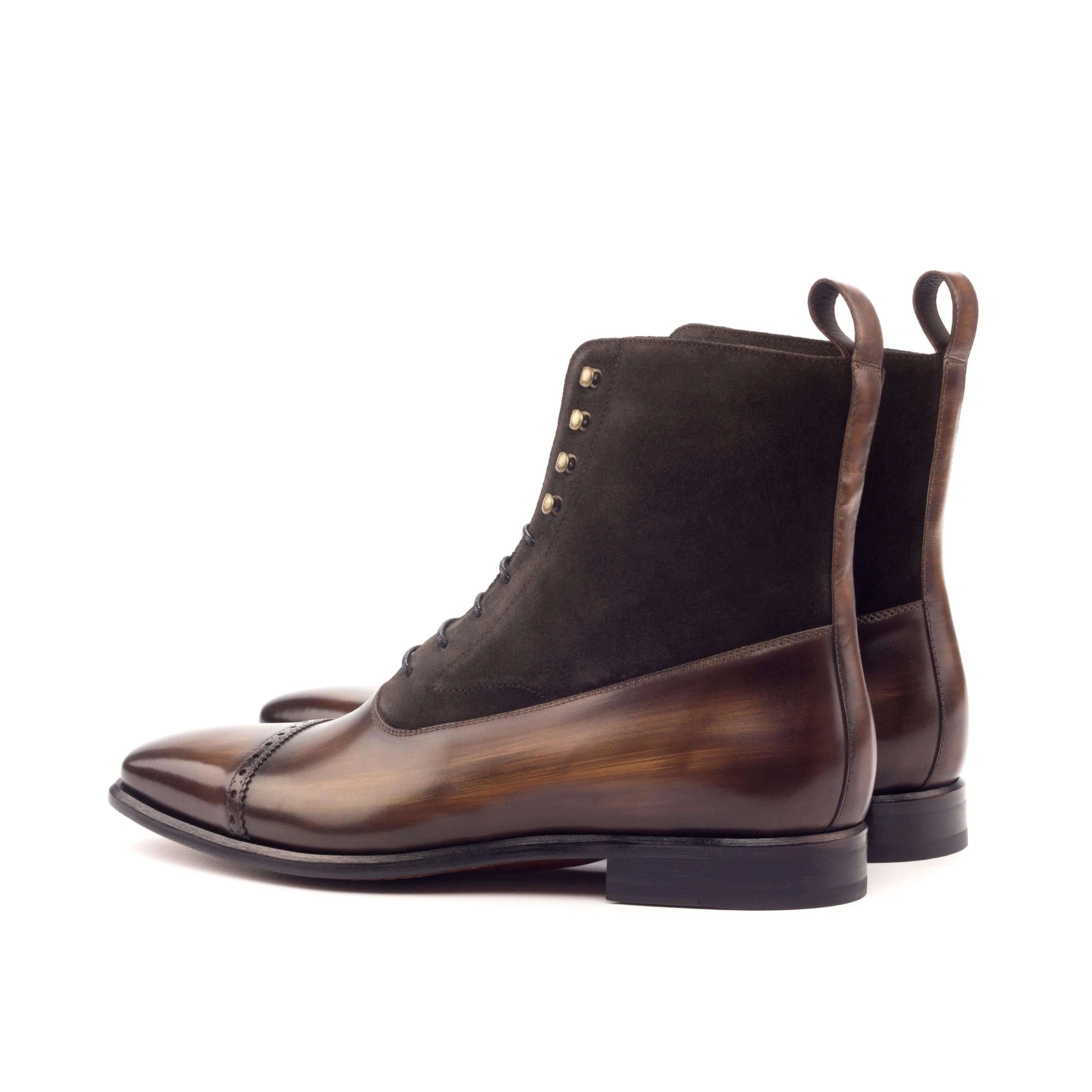 Capone balmoral patina boots II in brown leather and suede