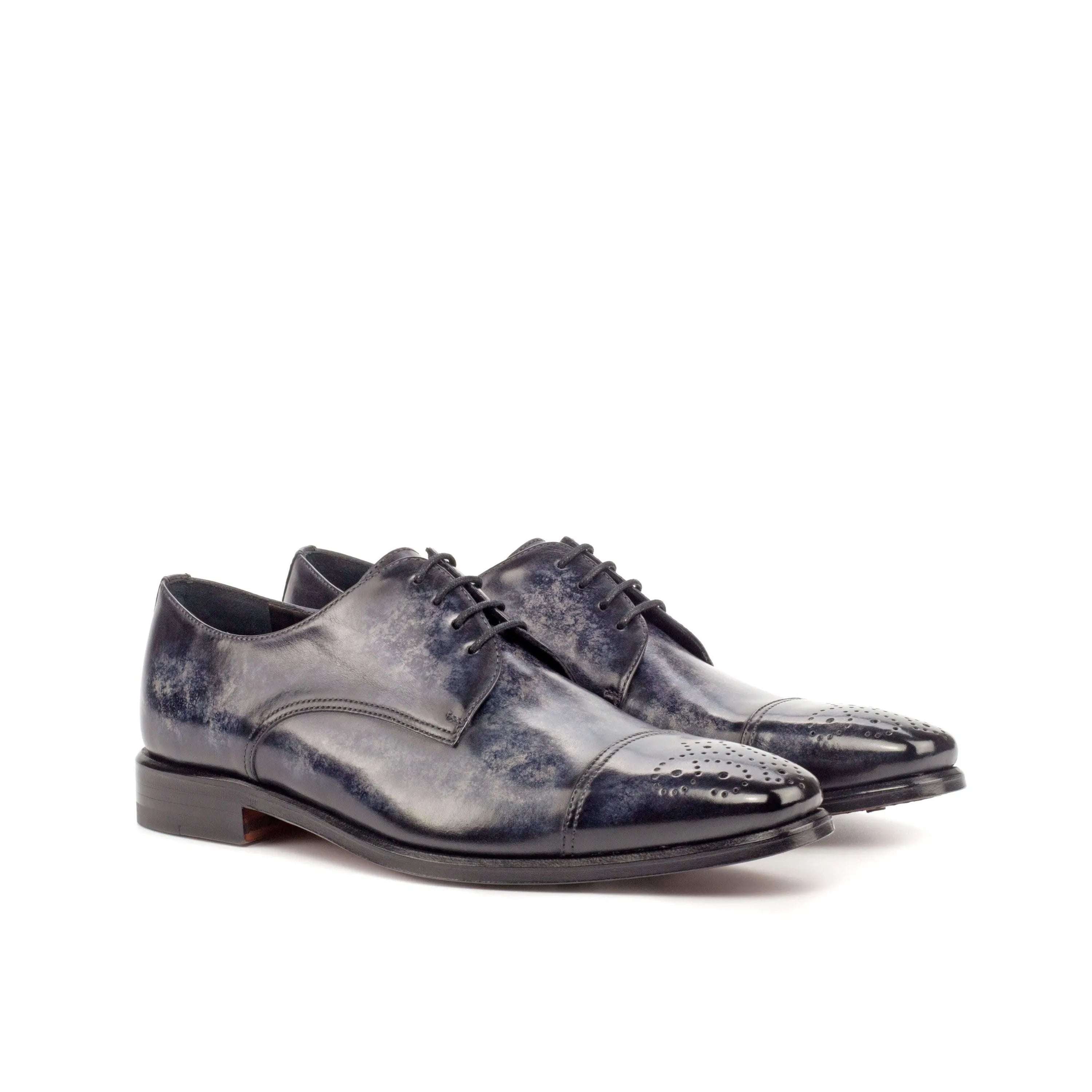 AL94 Patina Derby shoes II: pair of blue leather dress shoes