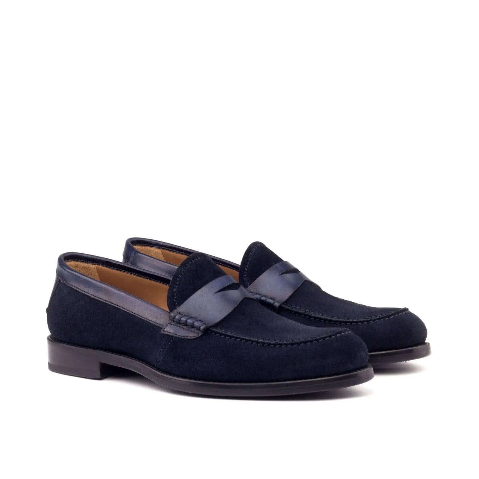 Pair of navy blue suede Alis ladies loafers