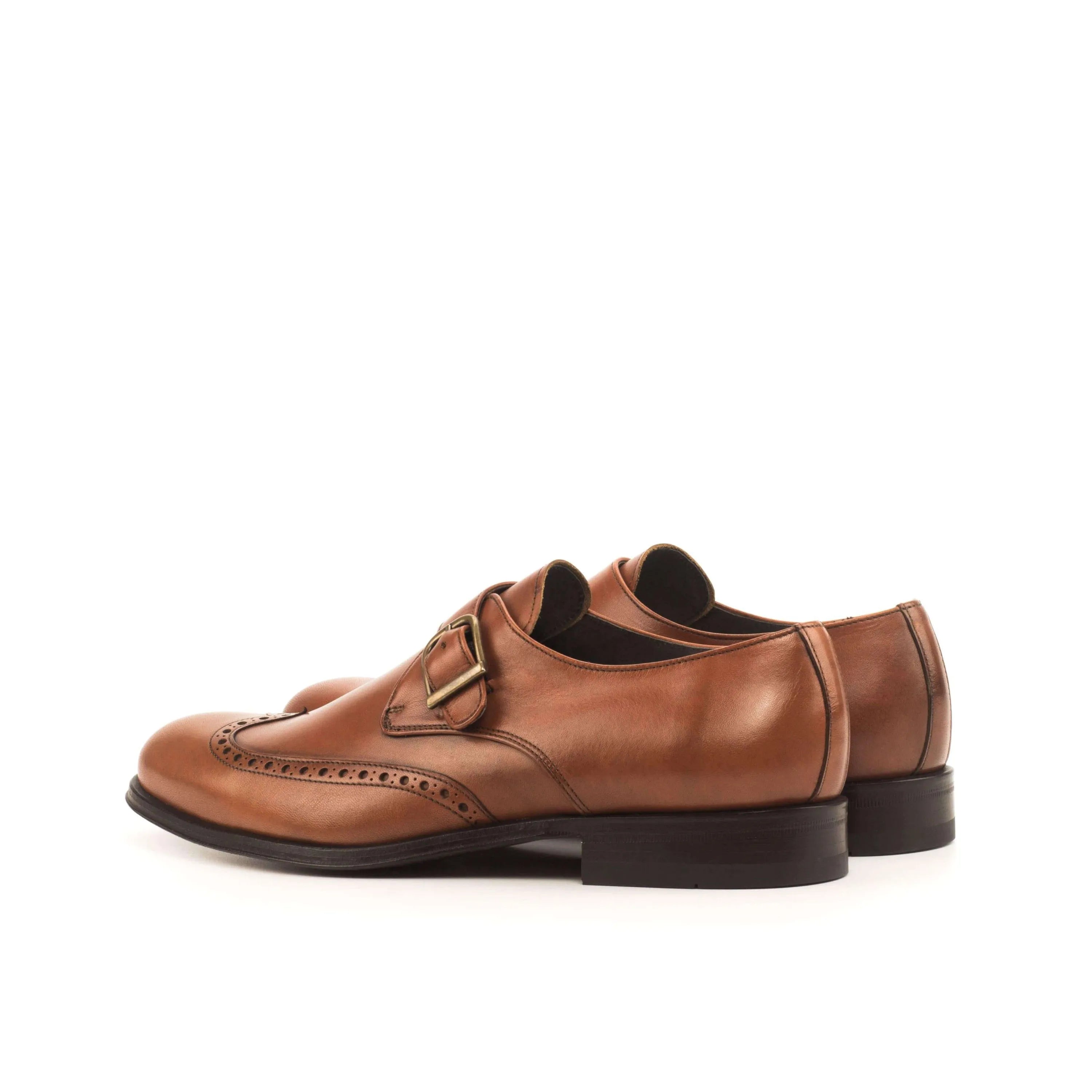 Brown leather Alo Single Monk Shoes II with rounded toe