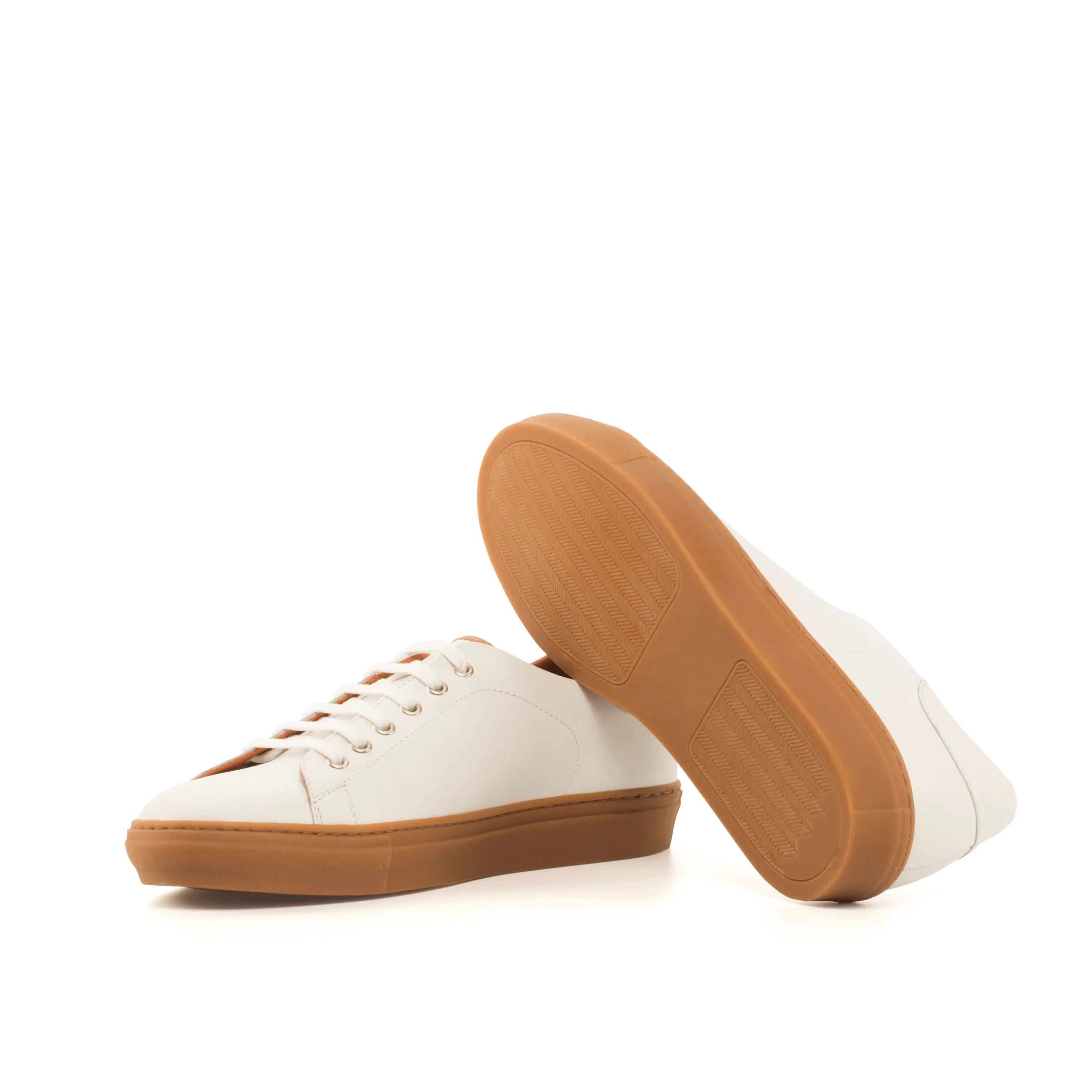 White Alon Trainer Sneaker with leather upper and gum cupsole