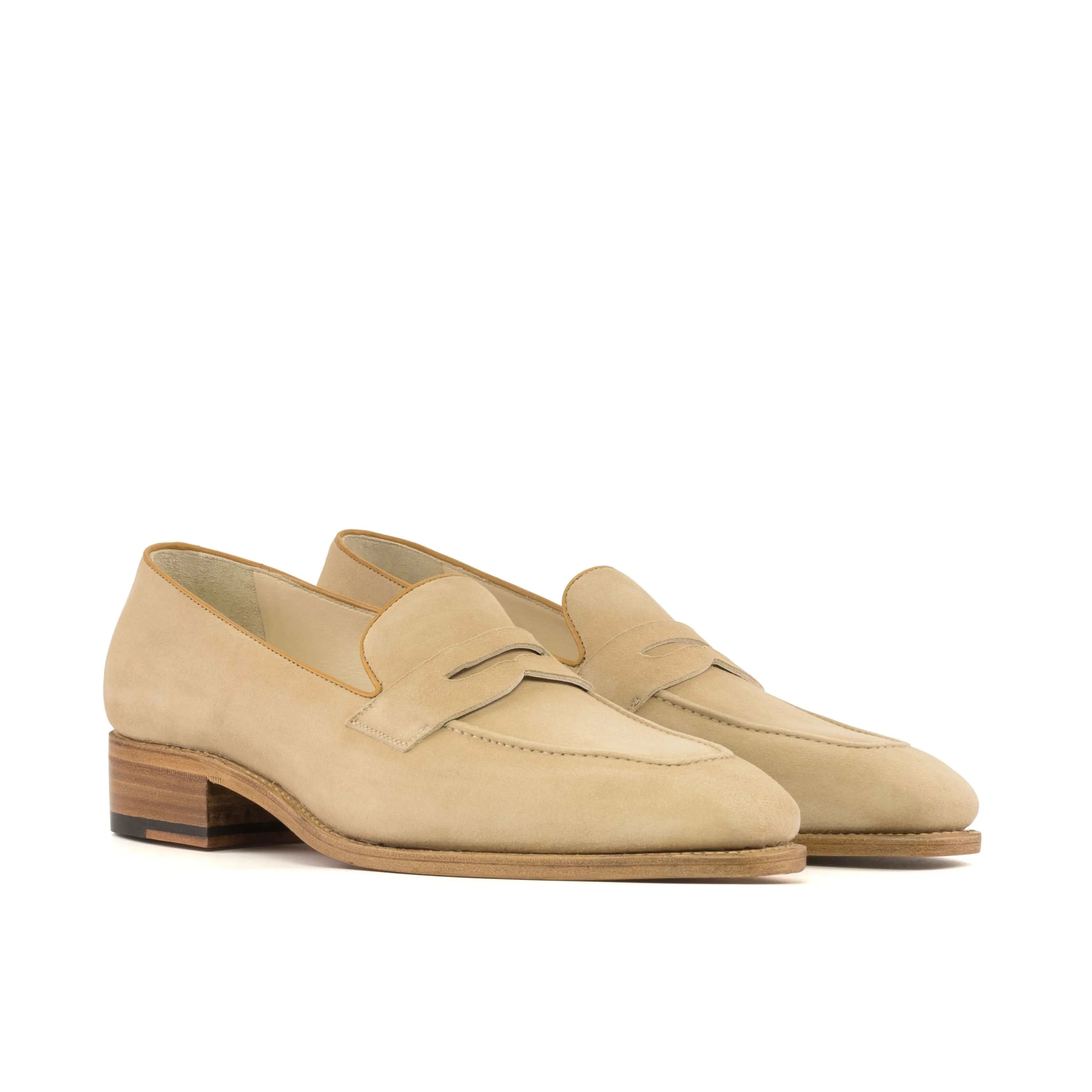 Alonzo loafers II in beige leather with chisel toe for men