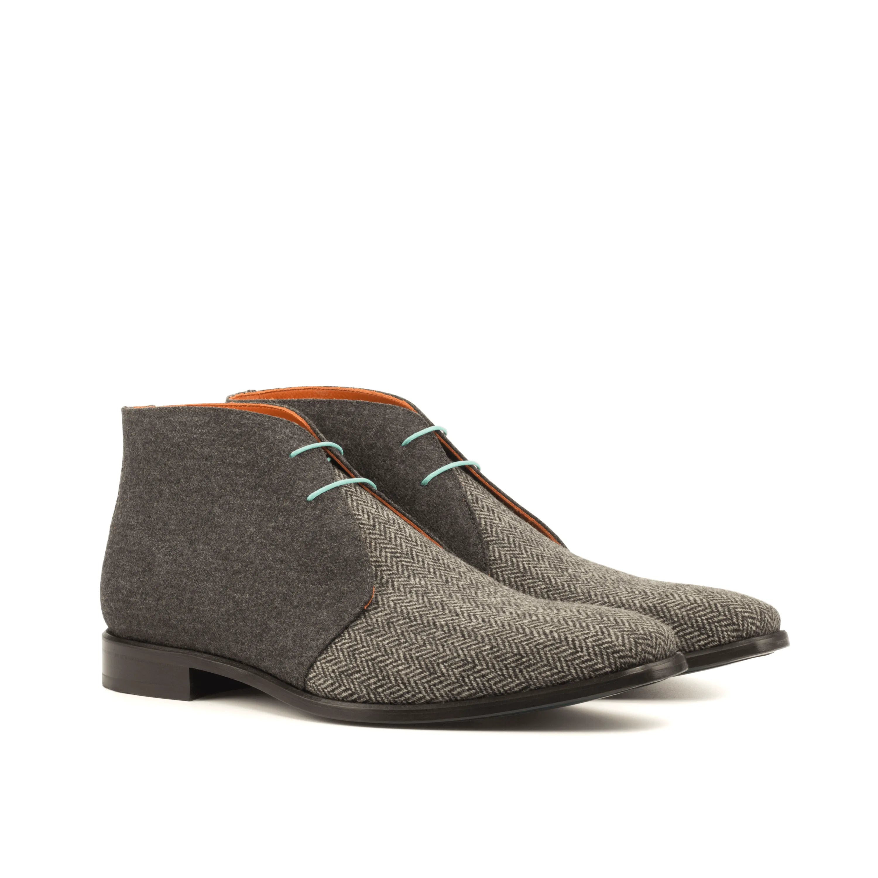 Gray herringbone tweed Anthelym Chukka Boots II