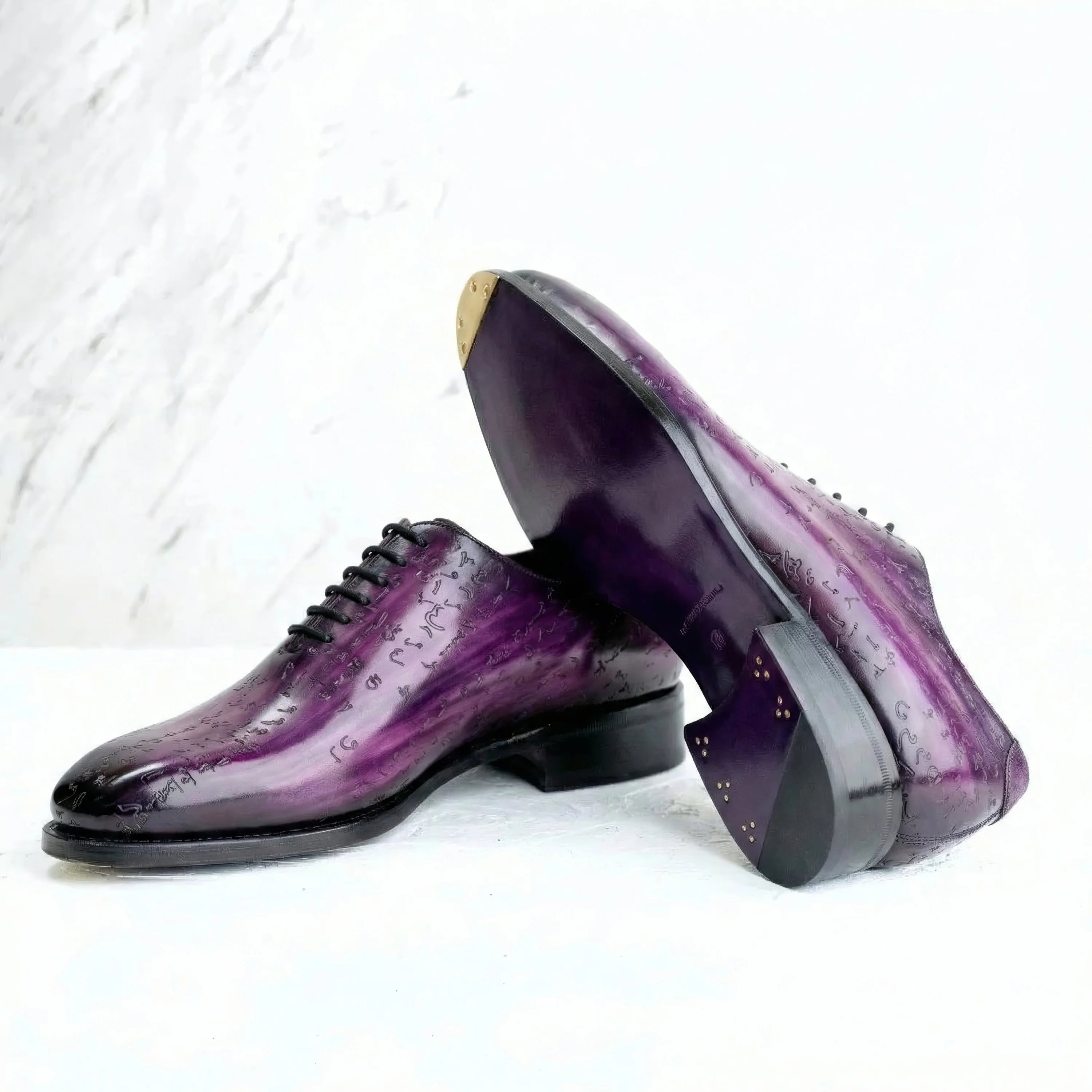 Arabic Matrix Midnight Patina shoes with soft chisel toe