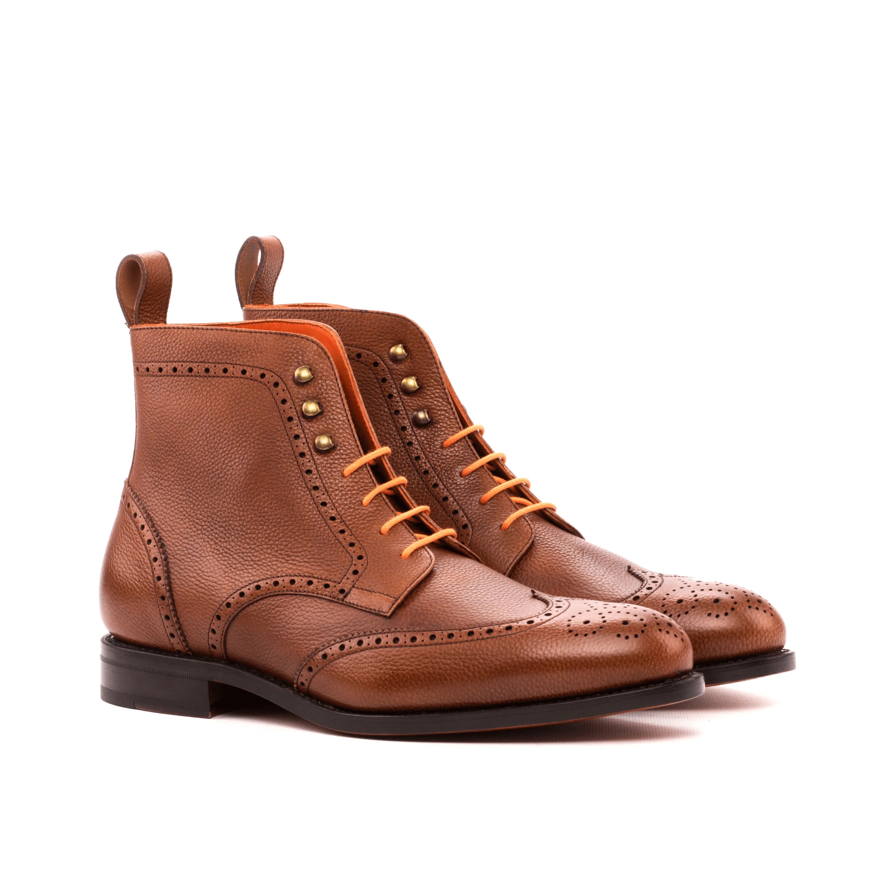 Brown leather Aram Military Brogue Boots octavian style