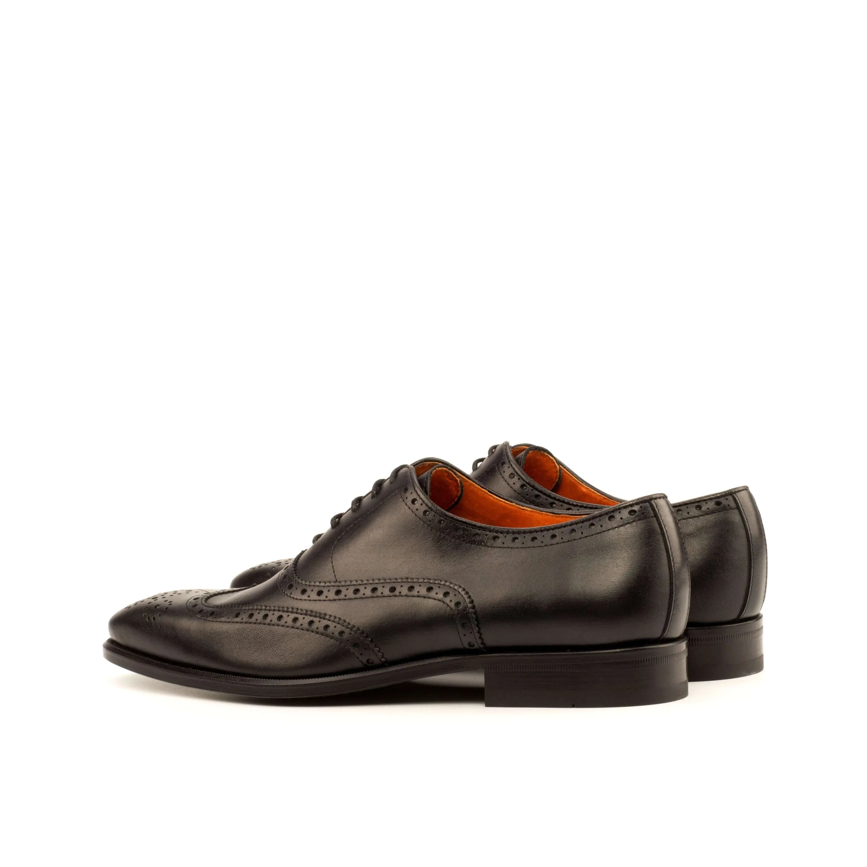 Pair of black leather Awan full brogue shoes for men