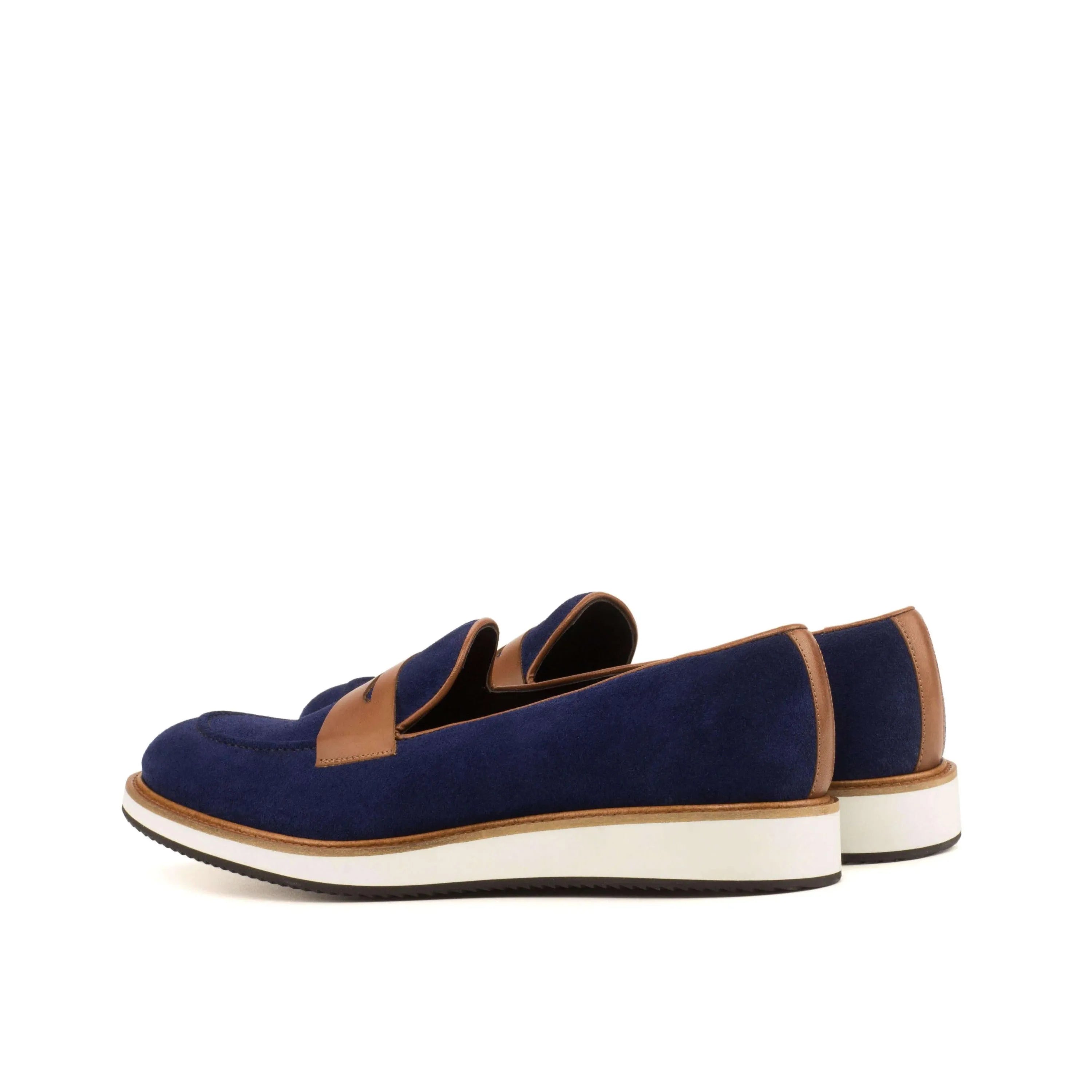 AZ05 loafers in blue and brown leather with rounded toe for men