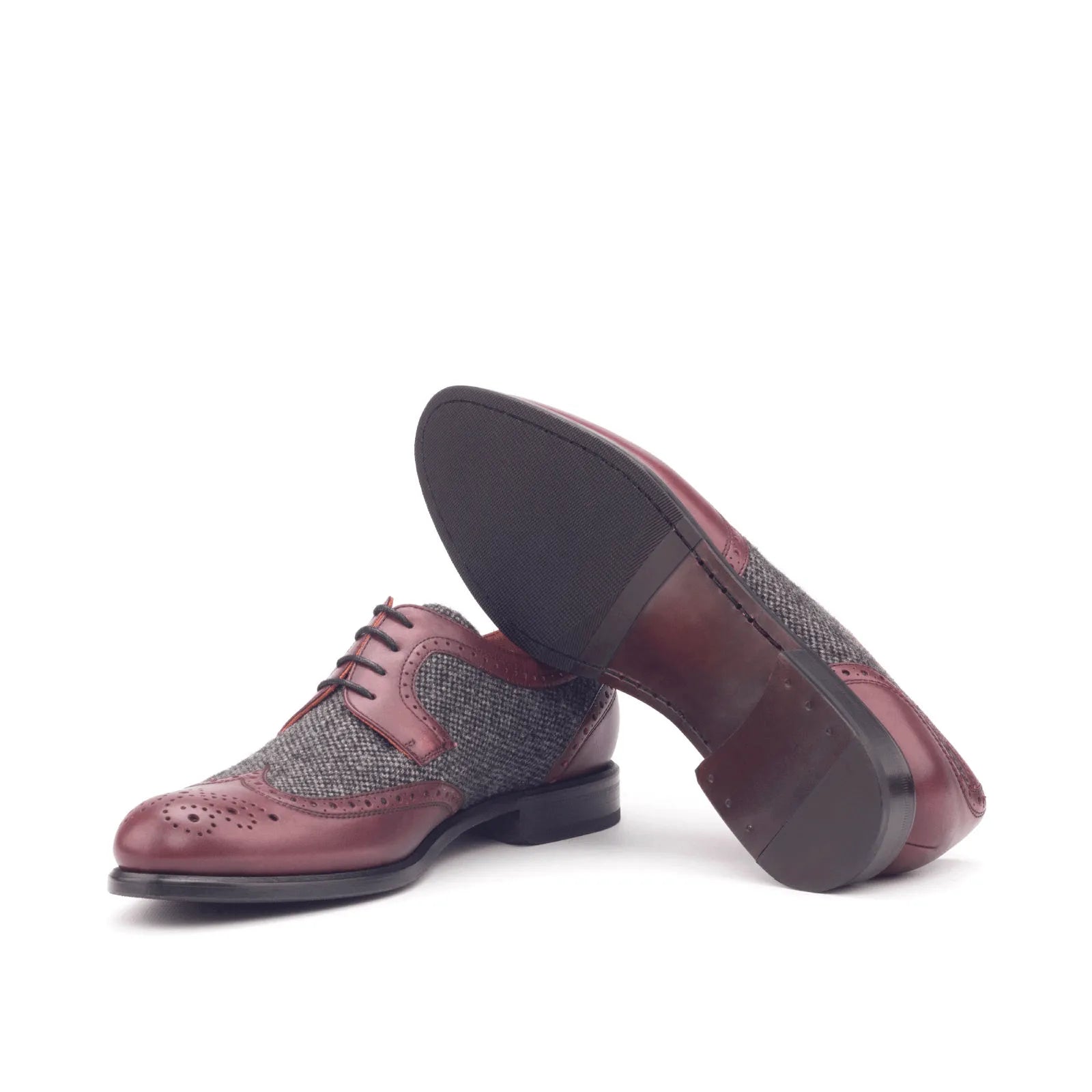 Balbina Ladies Derby Wingtip II burgundy leather tweed blucher shoes