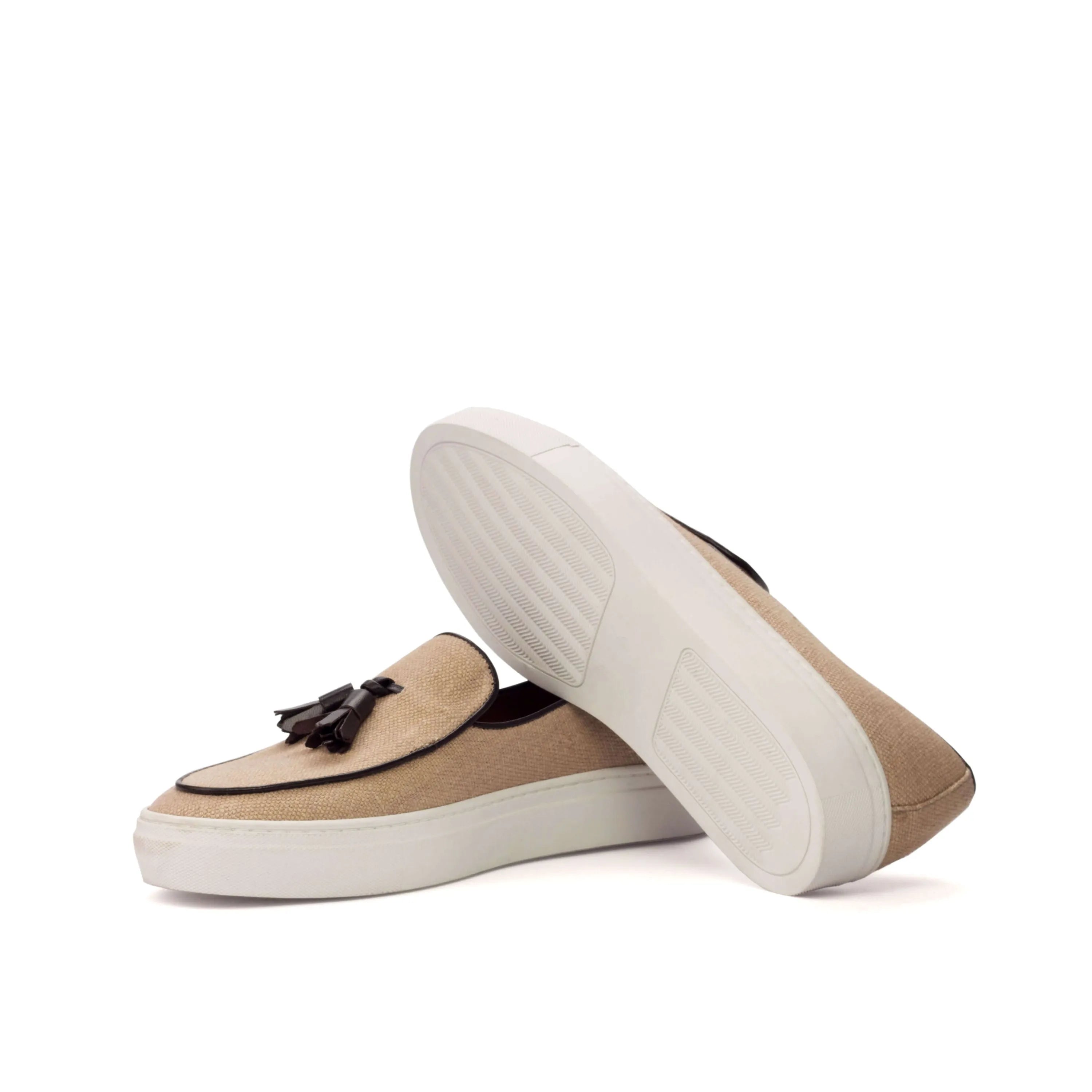 Bardot Belgian sneaker beige tassel loafers in calf leather