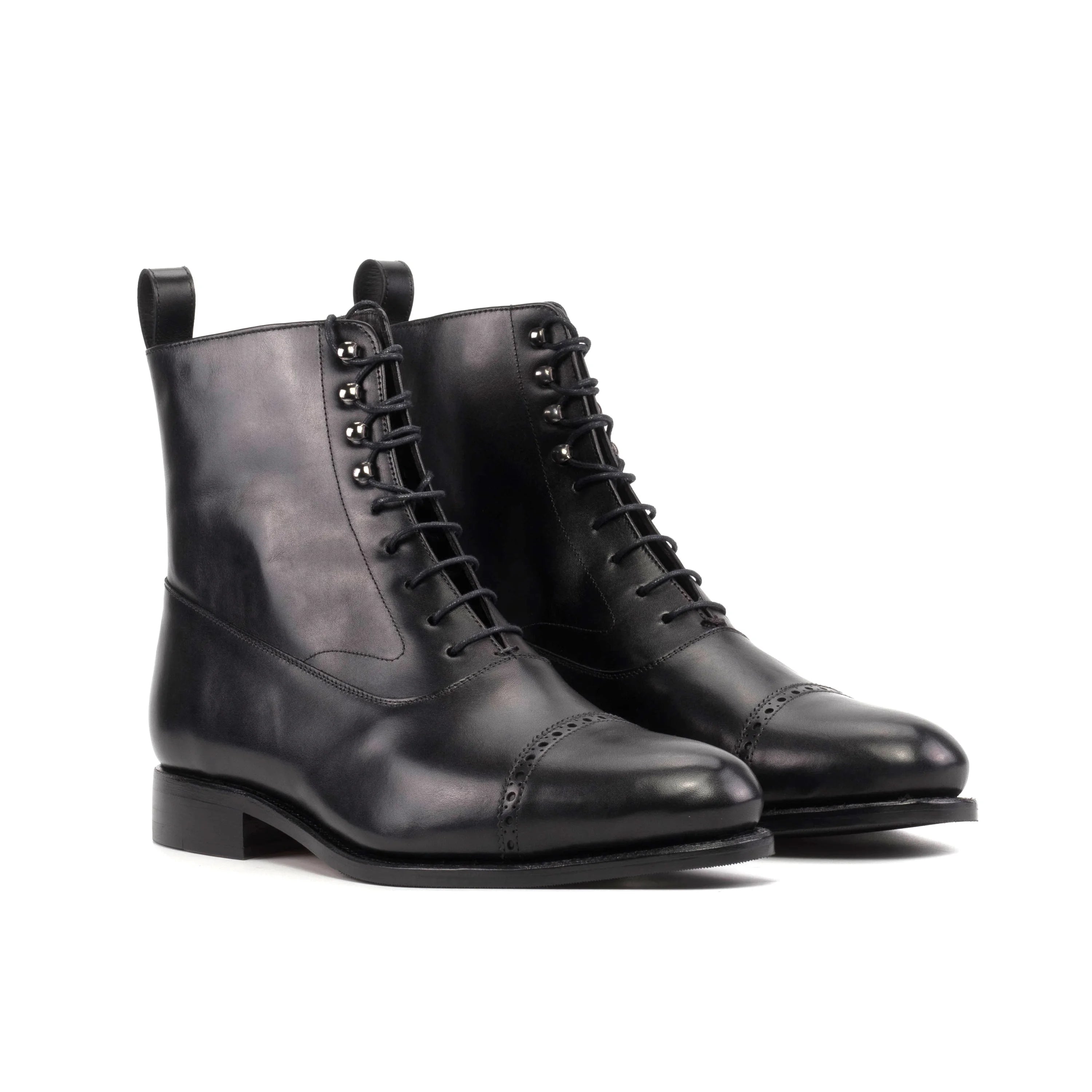 Bartos Balmoral boots in black leather with closed channel lacing