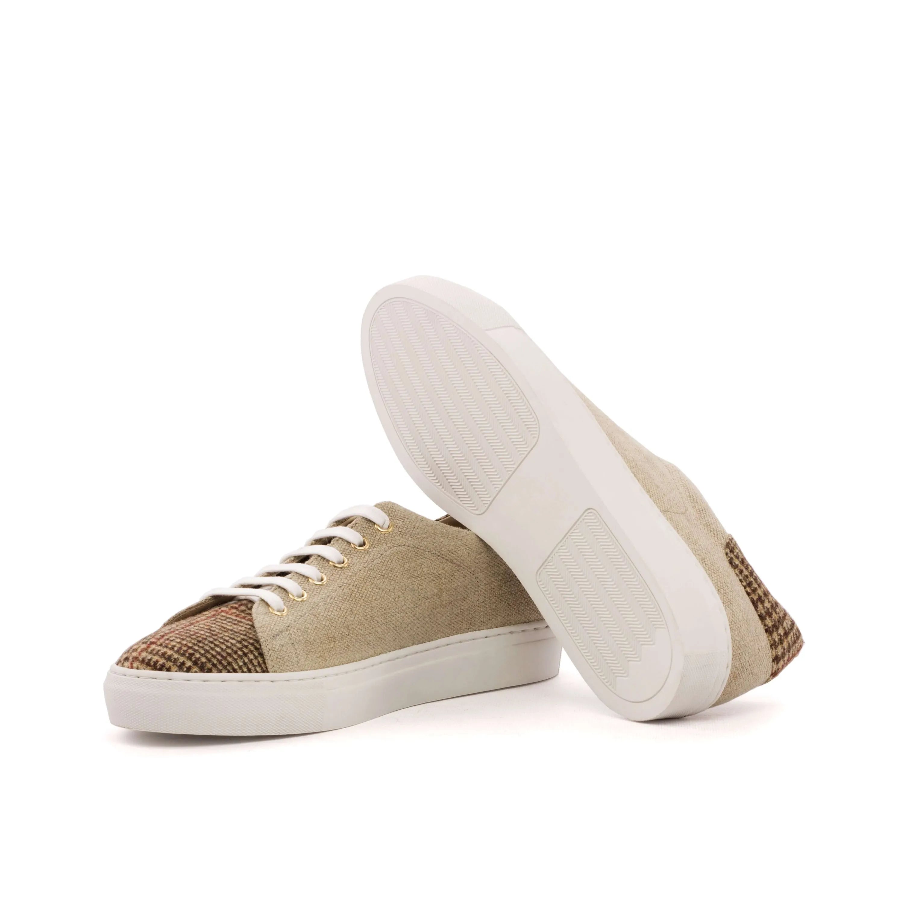Beghoso trainer sneaker in two-tone suede and plaid