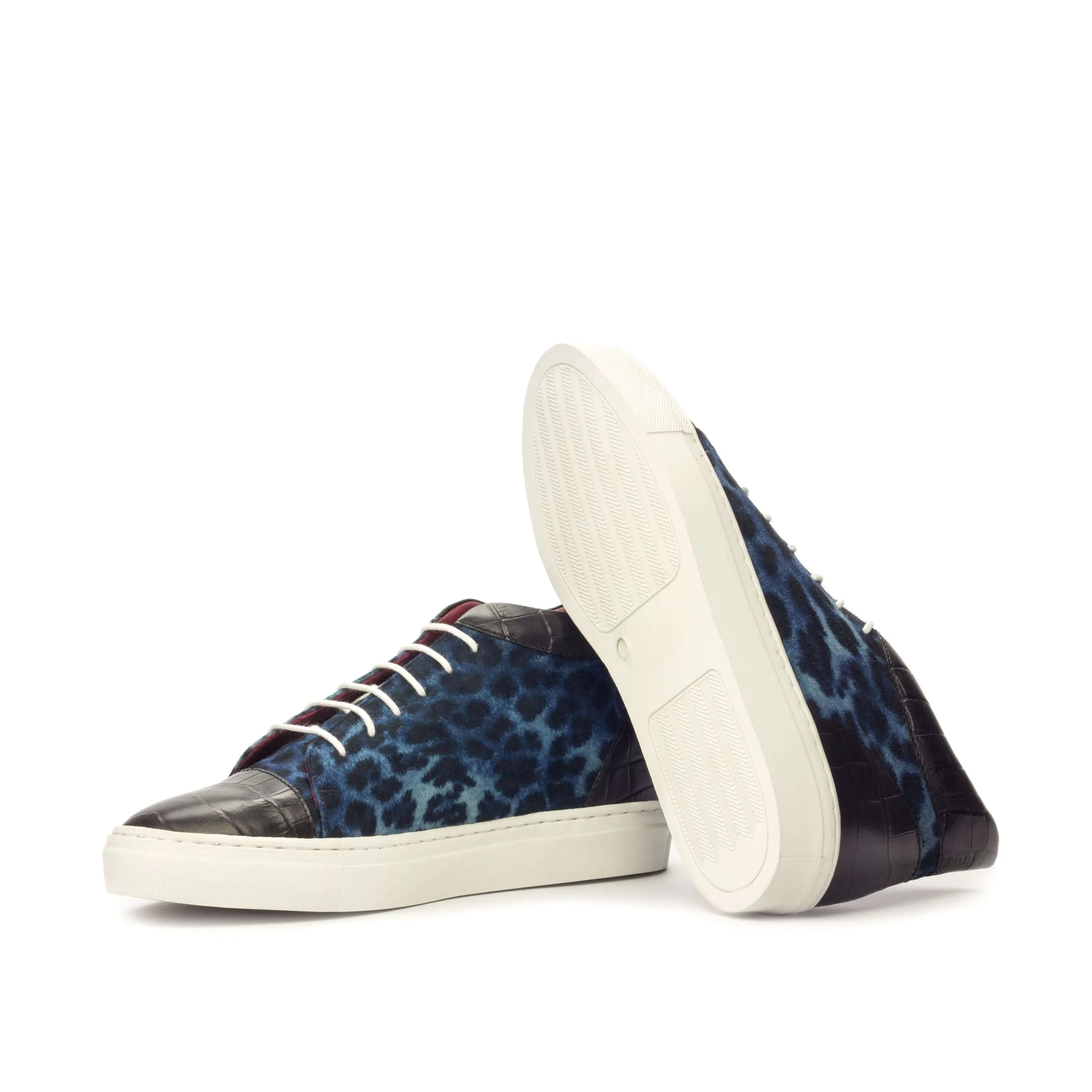 Belen high trainer sneaker in blue leopard print for men