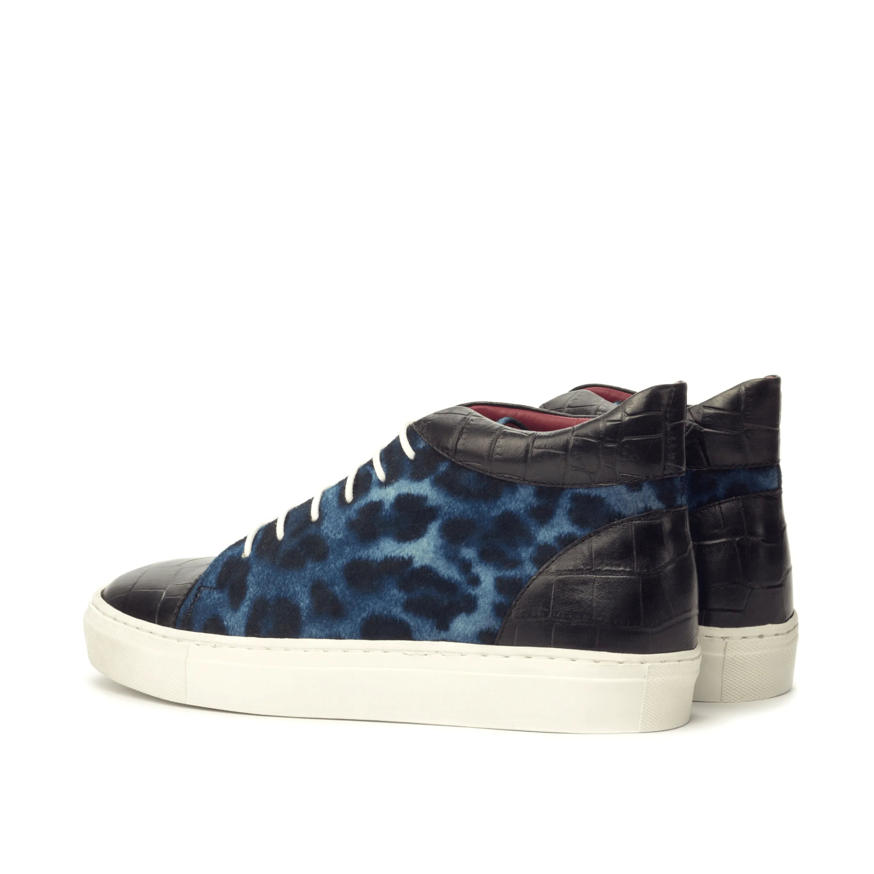 Belen high trainer sneaker in blue leopard print for men