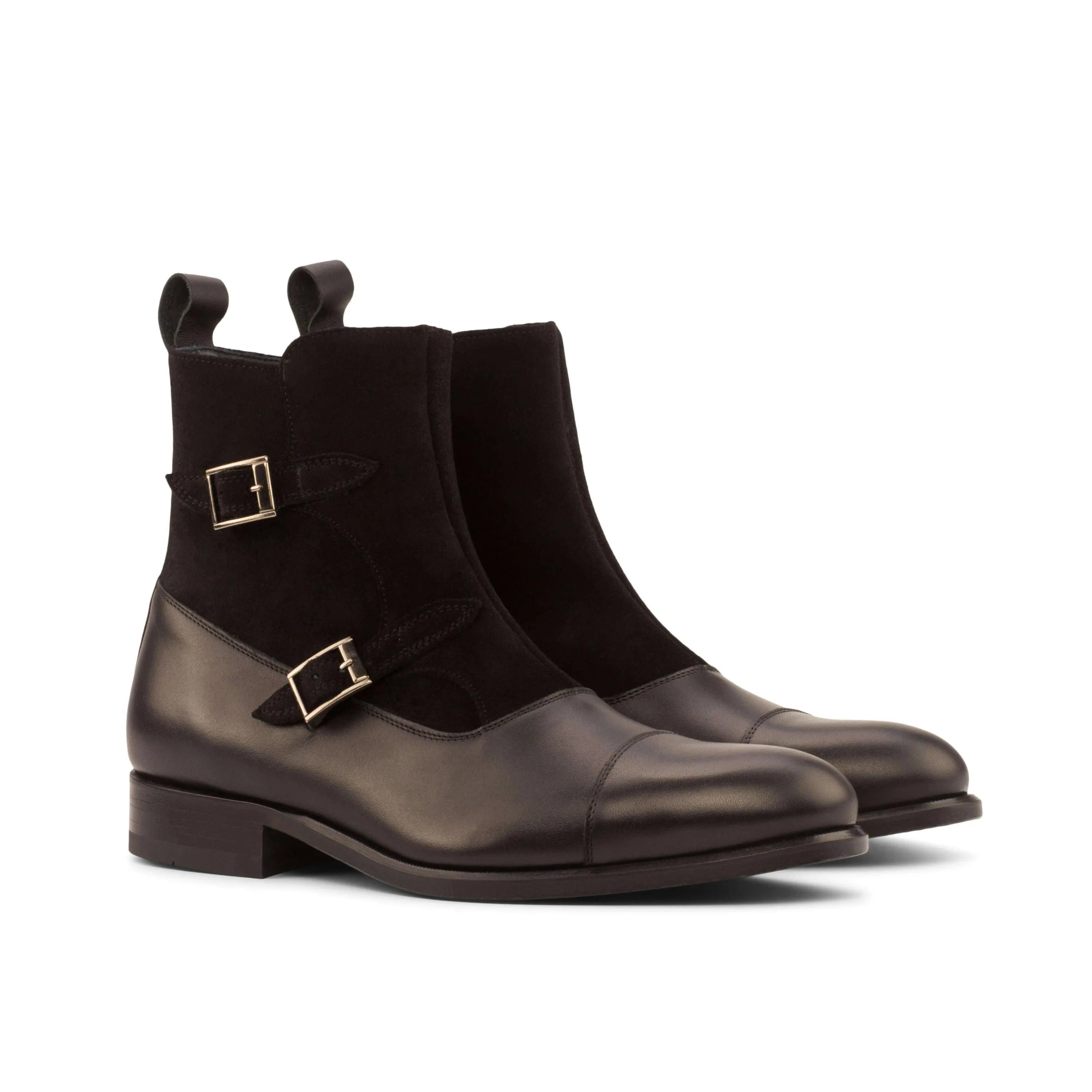 Benny Octavian Boots II in brown leather and suede monk strap design