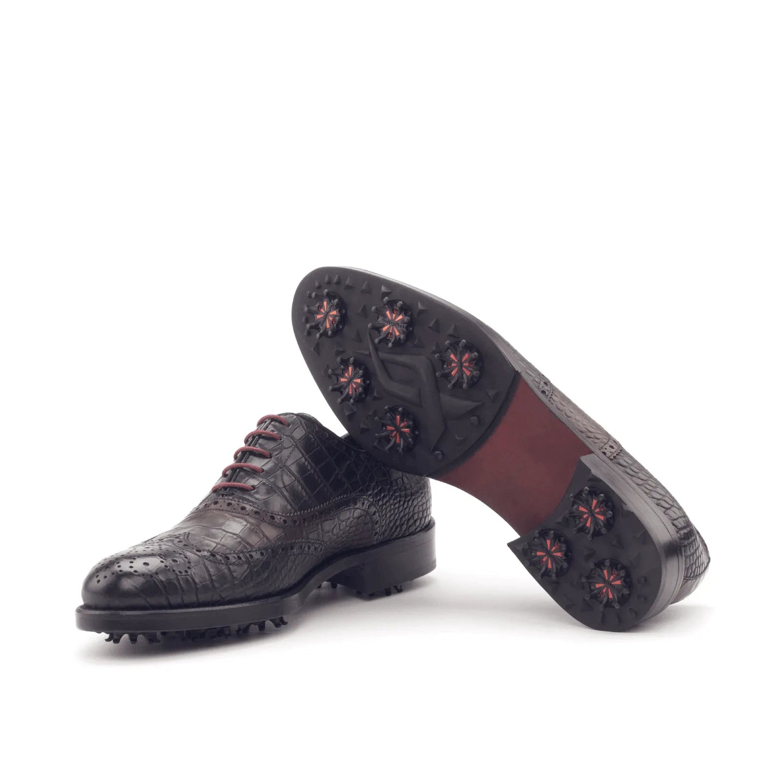 Brown leather Bobby Full Brogue golf shoes II back view