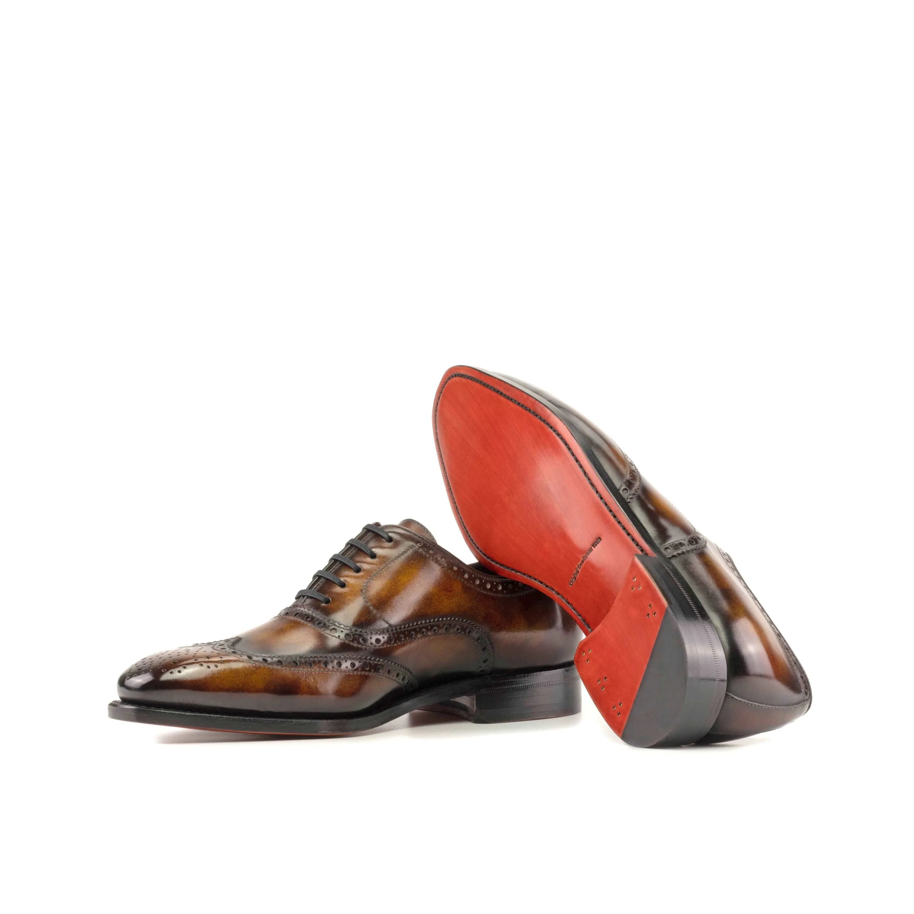 Bondo patina full brogue shoes II in brown leather wingtip style