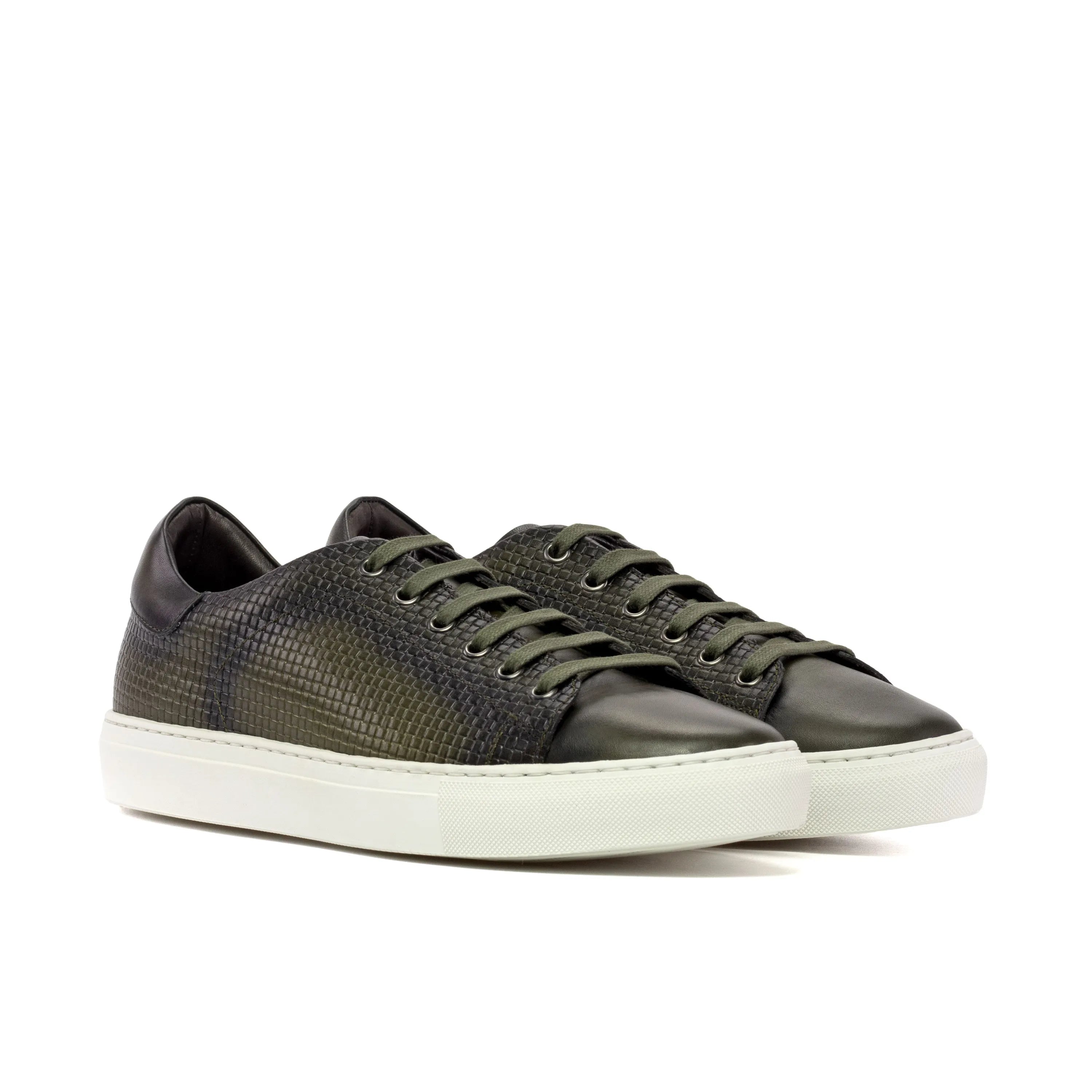 Olive green leather CapaThree Trainer Sneaker II