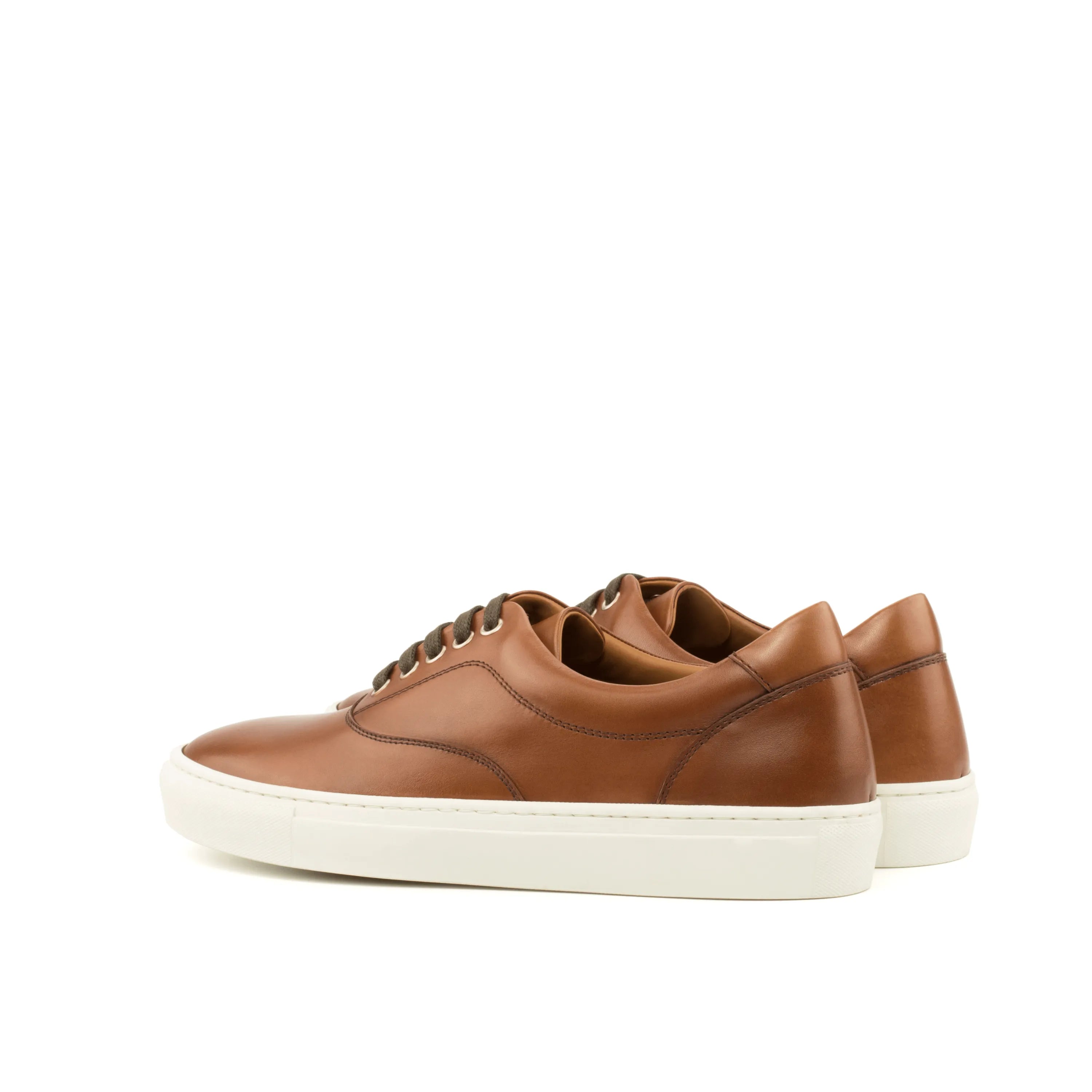 Brown leather Cassian top sider sneaker with white soles