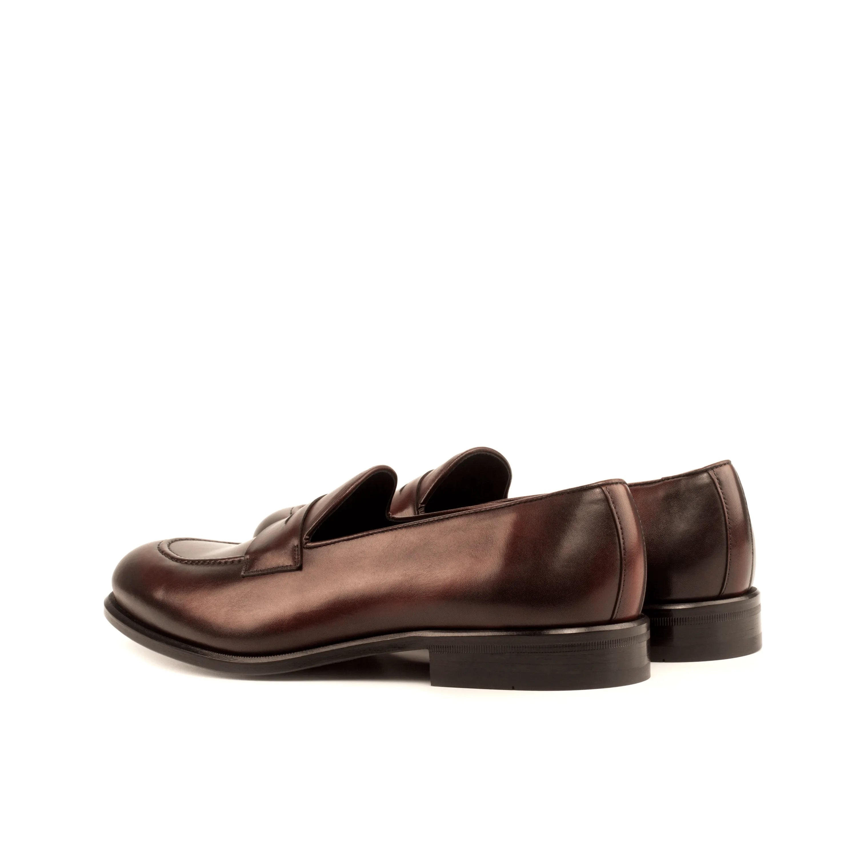 Pair of brown leather Cayuga loafers II with rounded toe