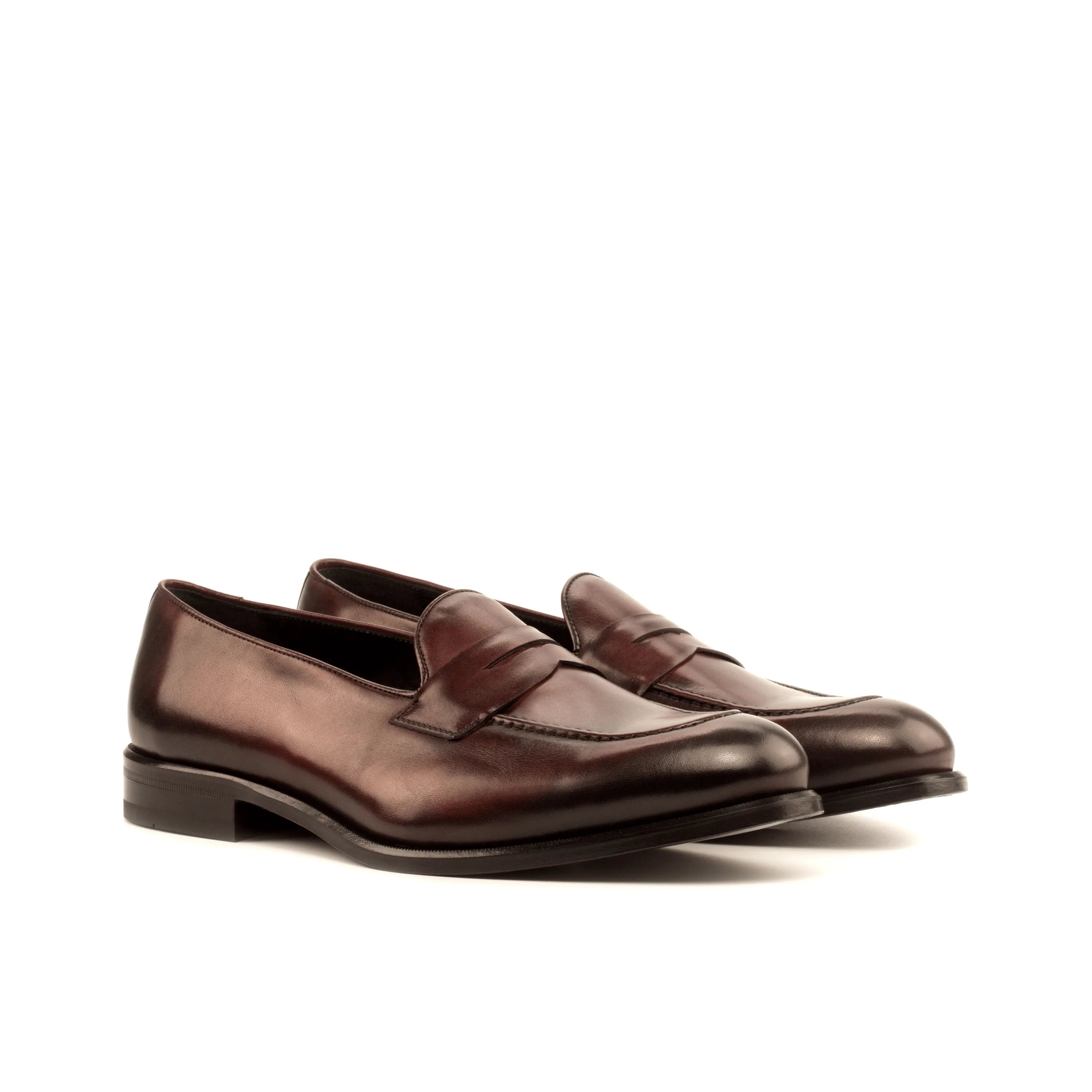 Pair of brown leather Cayuga loafers II with rounded toe