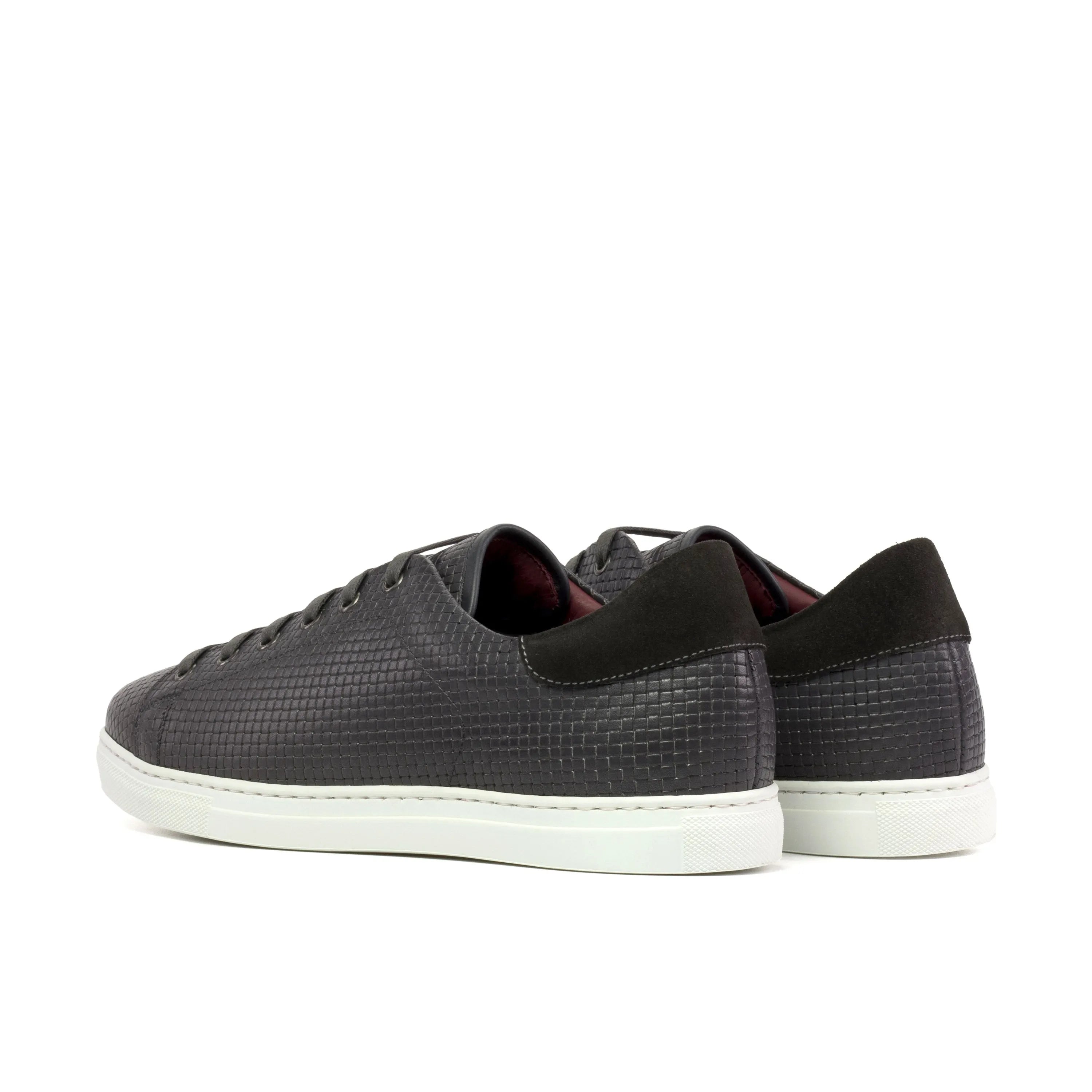 Pair of textured gray leather Chehade Trainer Sneaker cupsole trainers