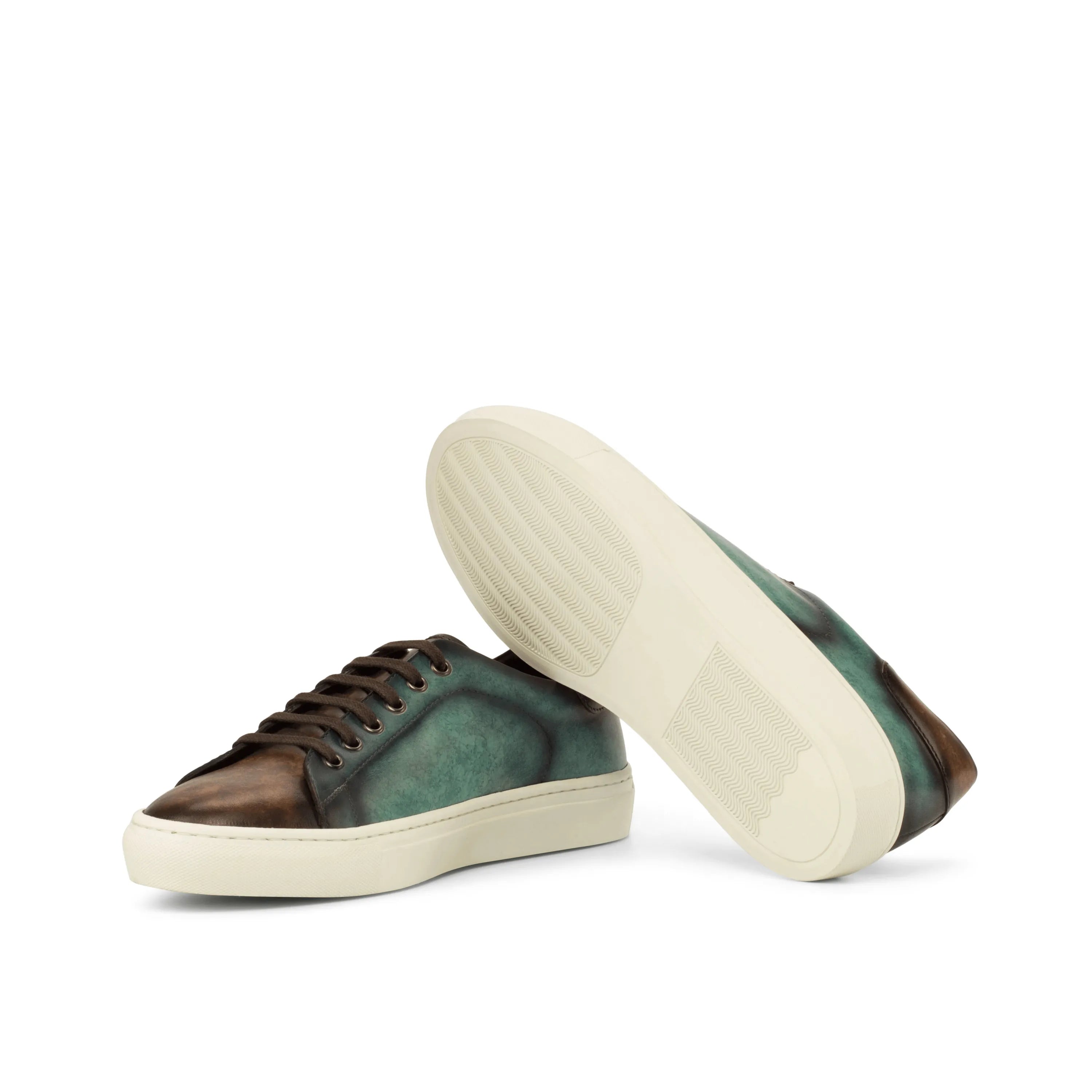 Chochmo patina trainer sneaker in brown and green leather