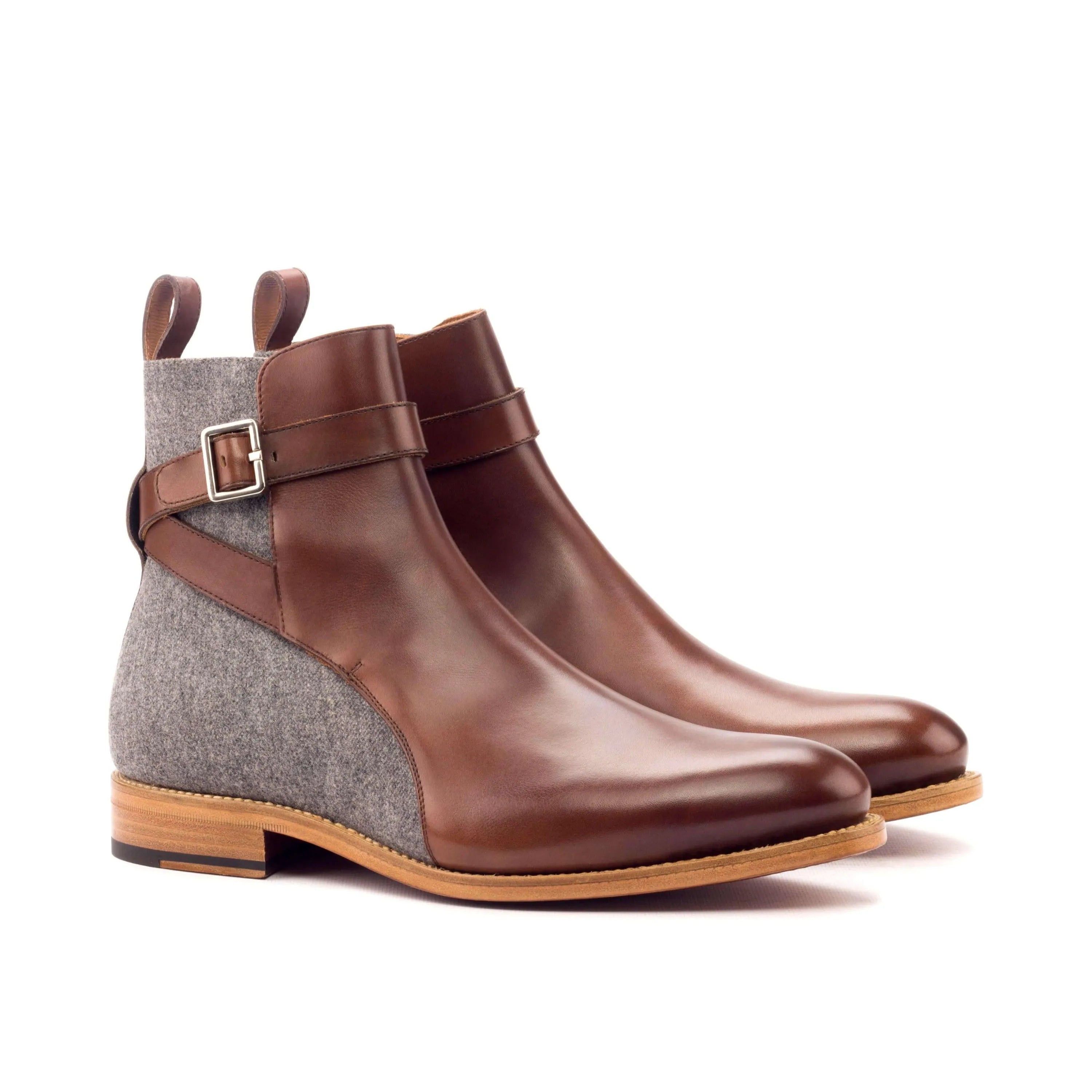Brown leather and gray wool Chuck Jodhpur Boots II ankle boots