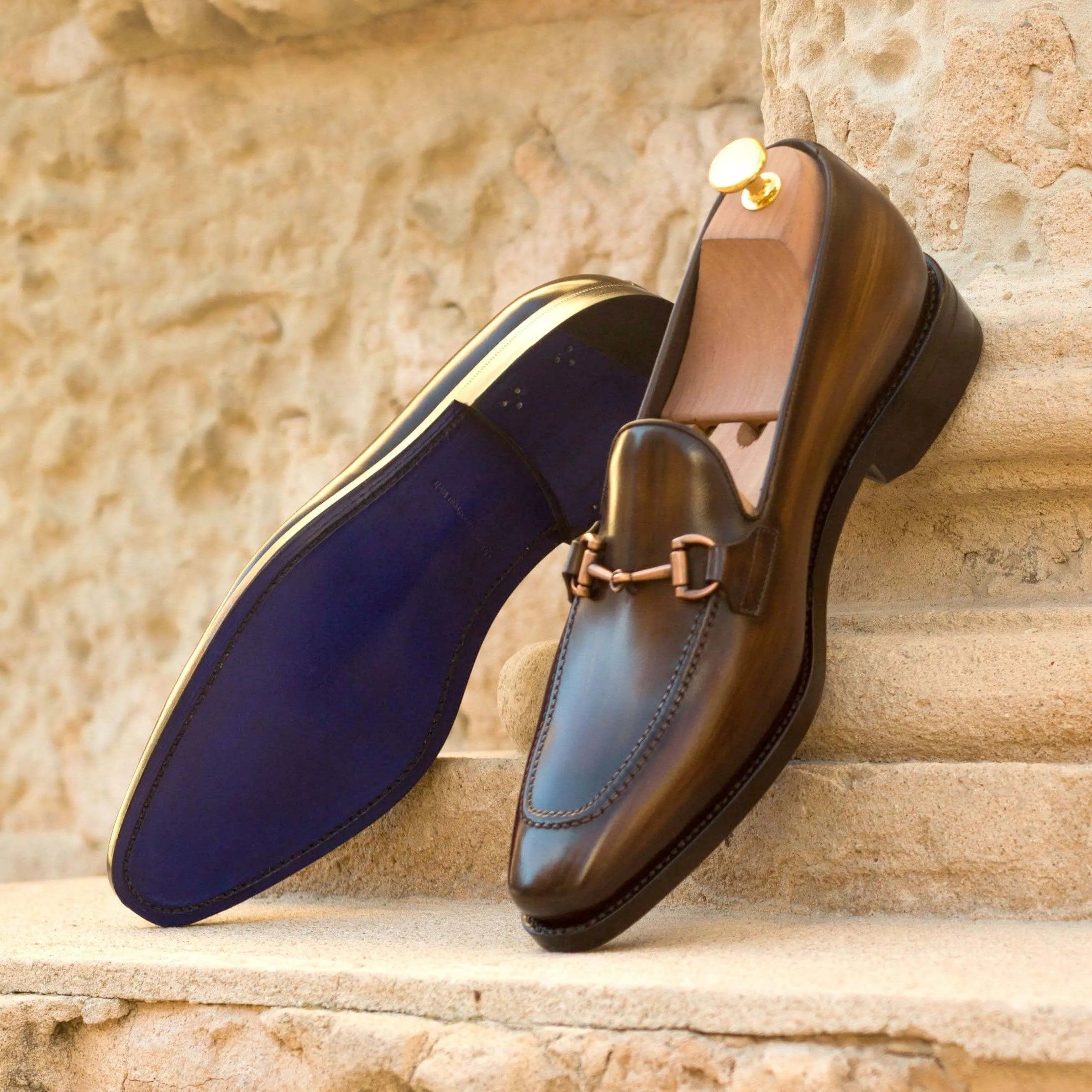 Brown leather horsebit Cicli Patina Loafers II back view