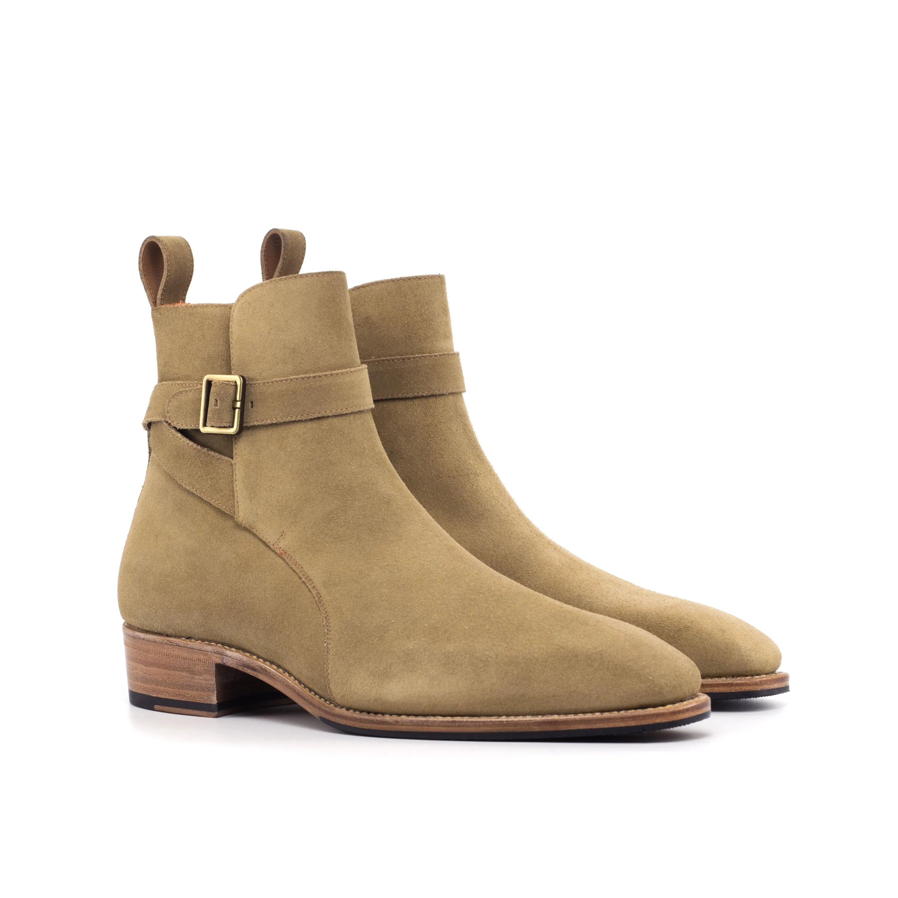 Tan suede ankle back view of Dany Jodhpur Boots