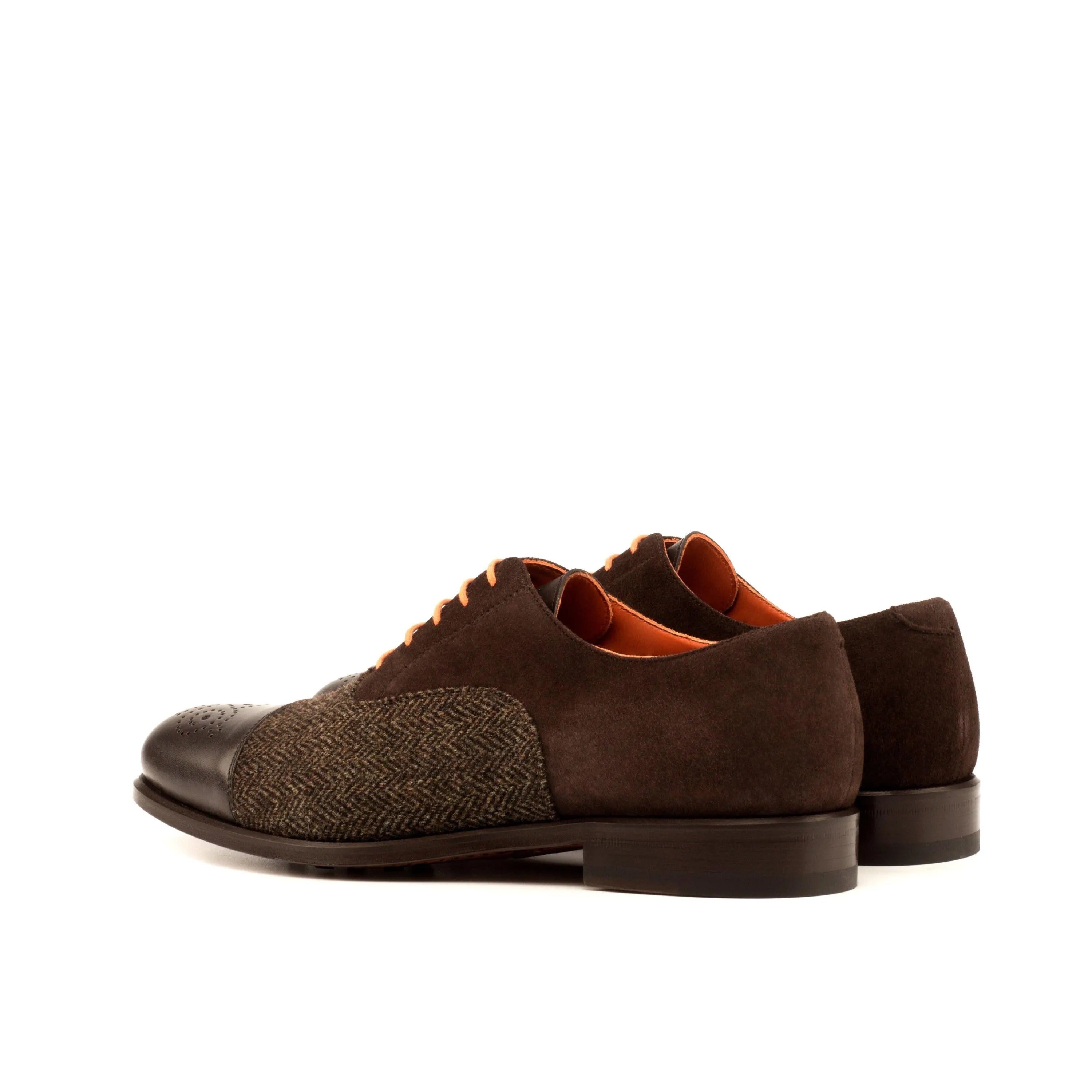 Davids Oxford Shoes II in brown leather and tweed