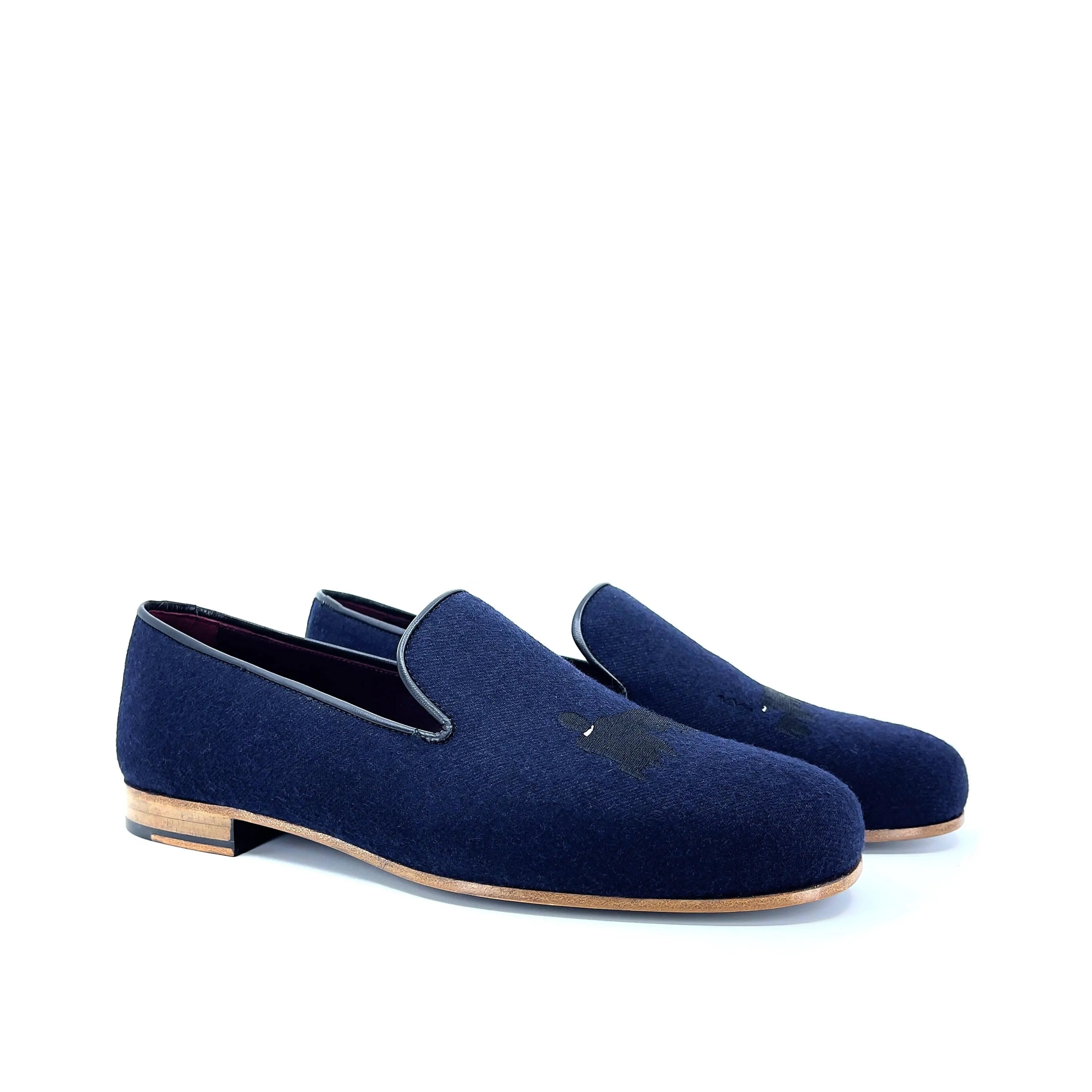 Pair of navy blue DDrapper wellington slipon II loafers with leather sole