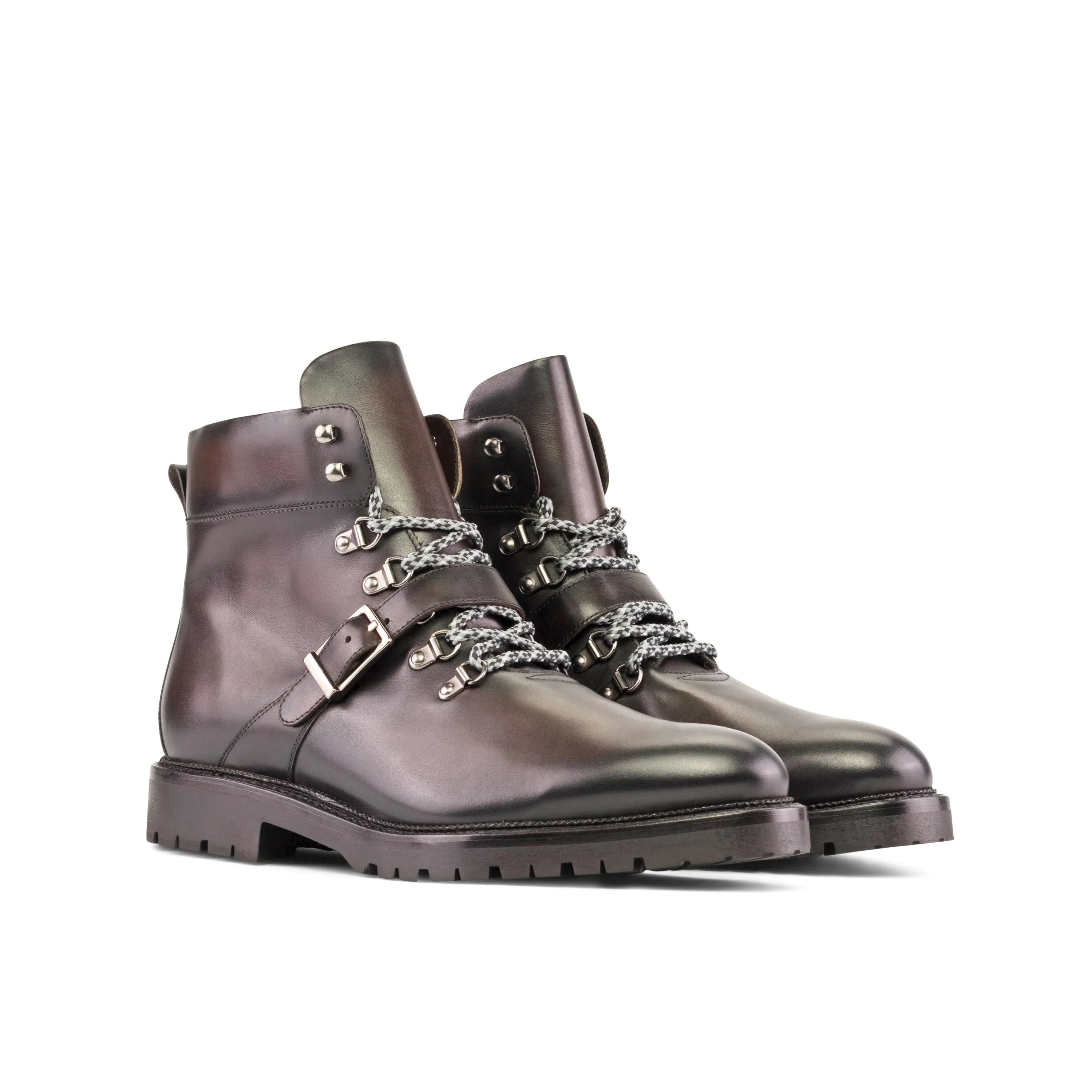Pair of brown leather Dejen Hiking Boots ankle view
