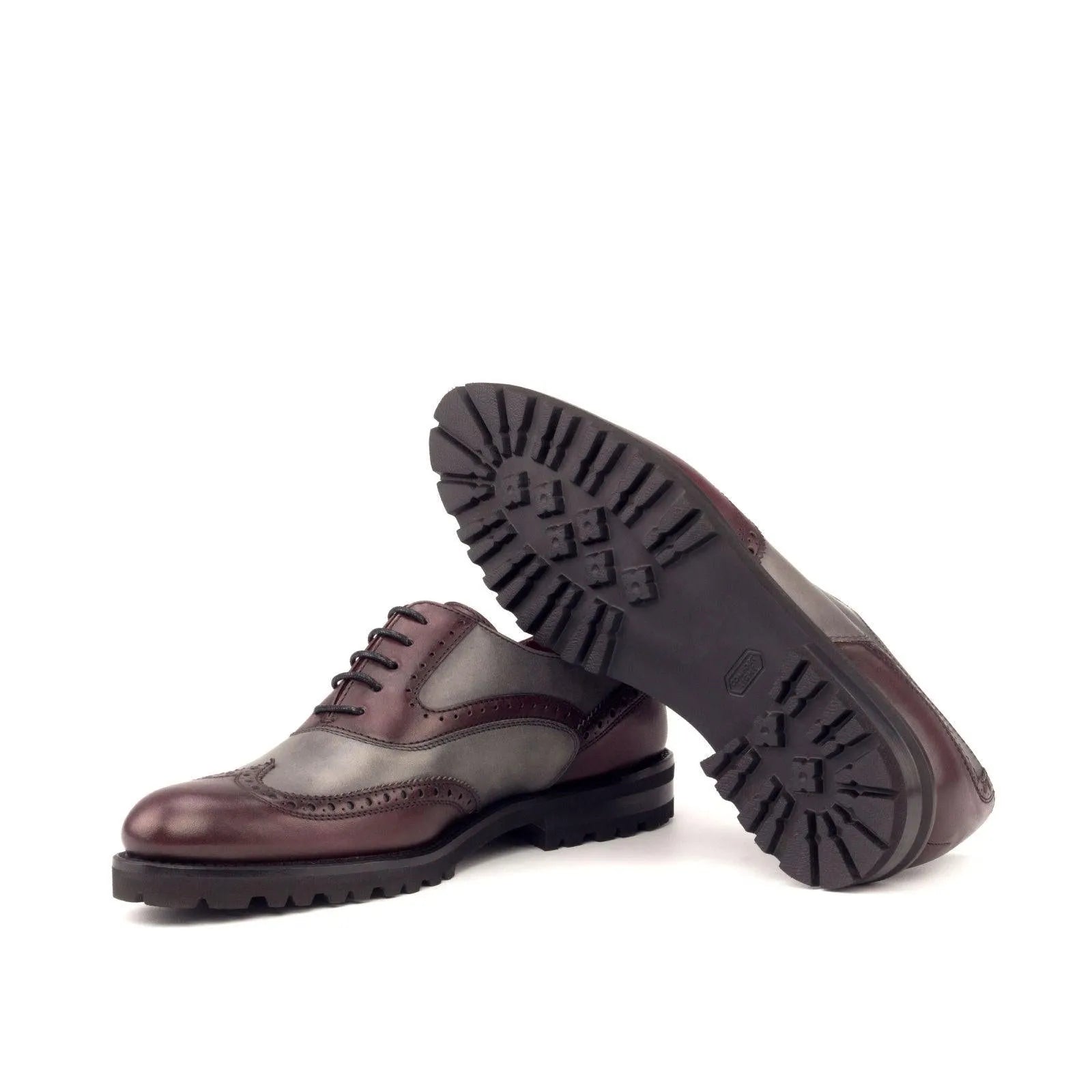 Delila Ladies painted calf two-toned leather brogue shoes back view