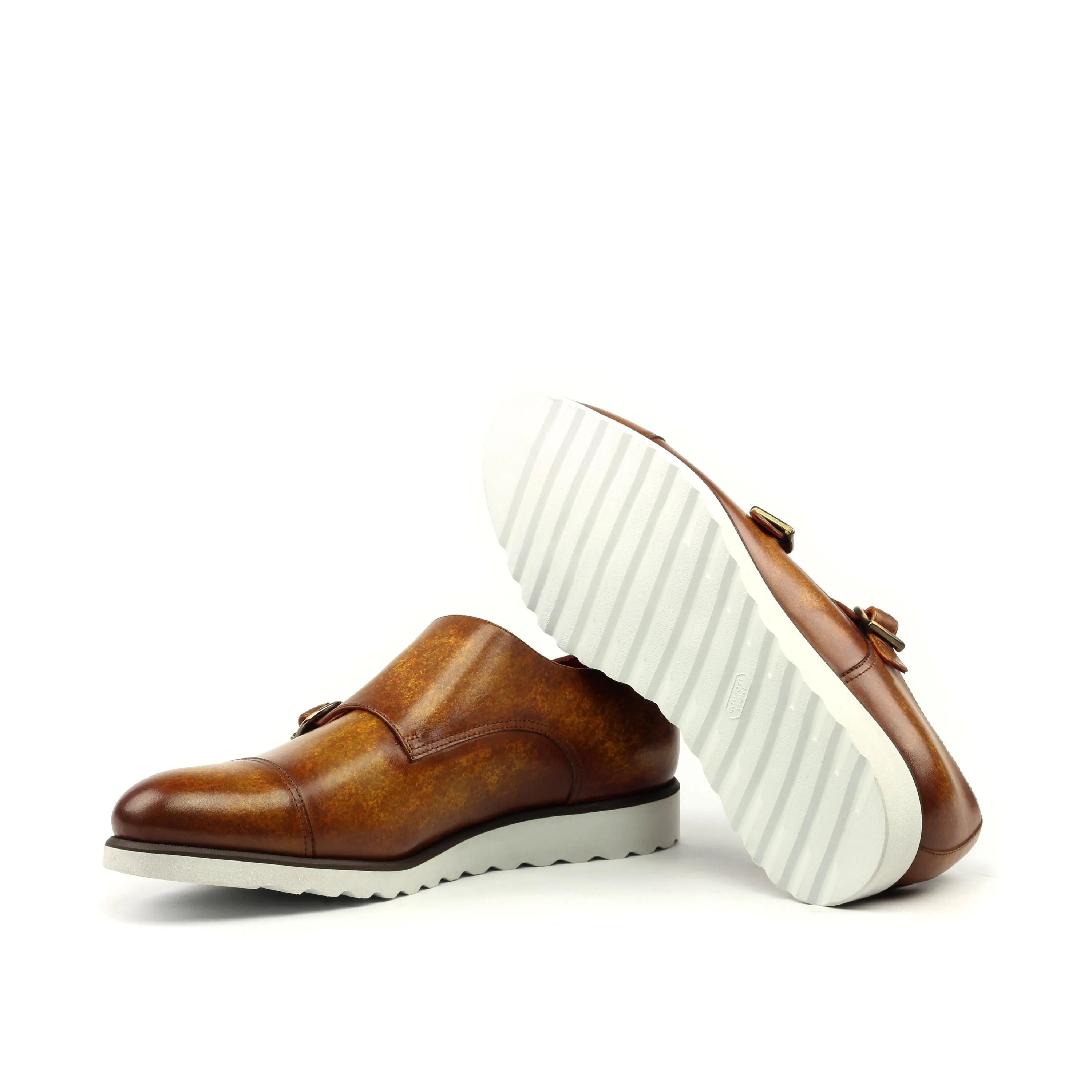 Dilya Double Monk Patina II brown leather monk strap shoes