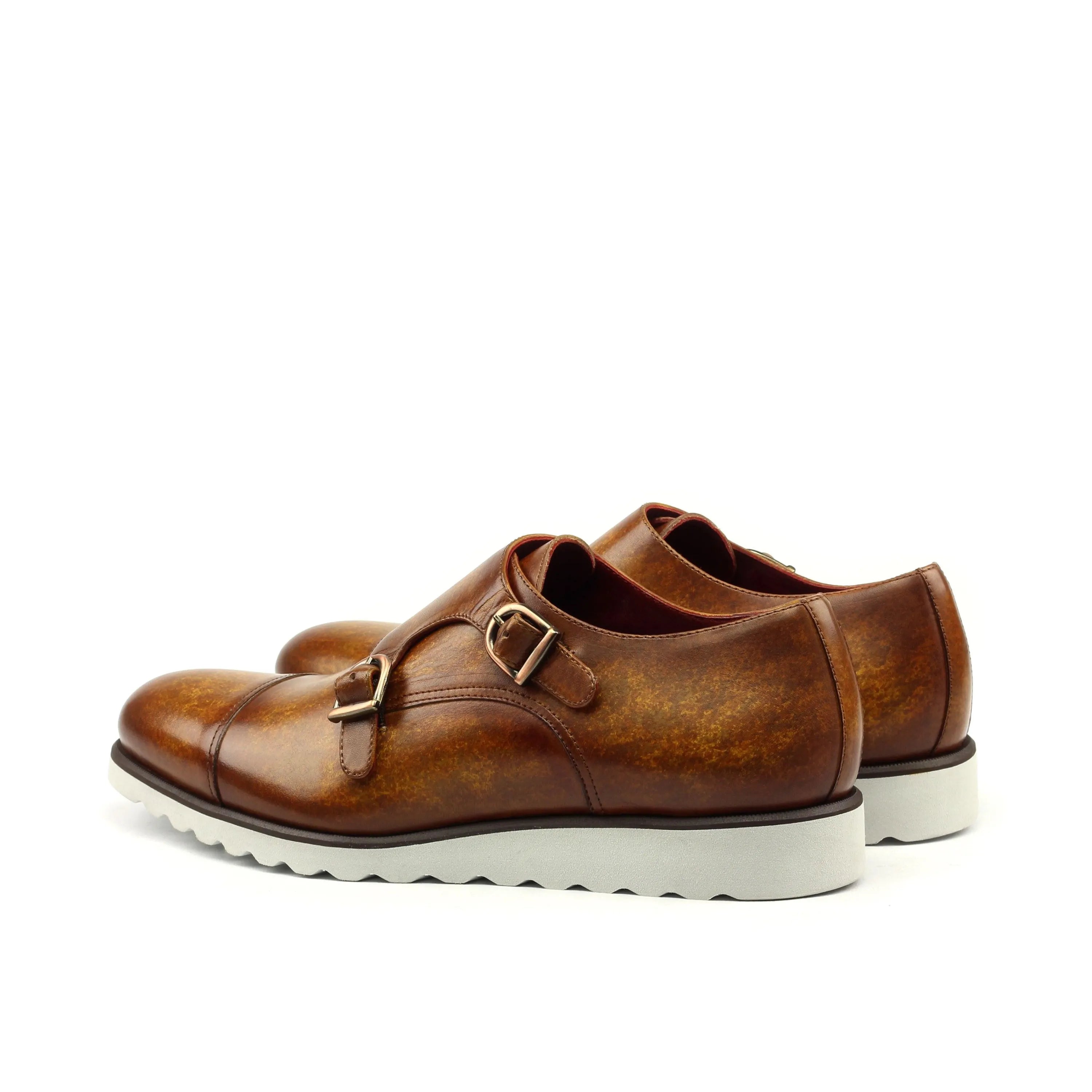 Dilya Double Monk Patina II brown leather monk strap shoes