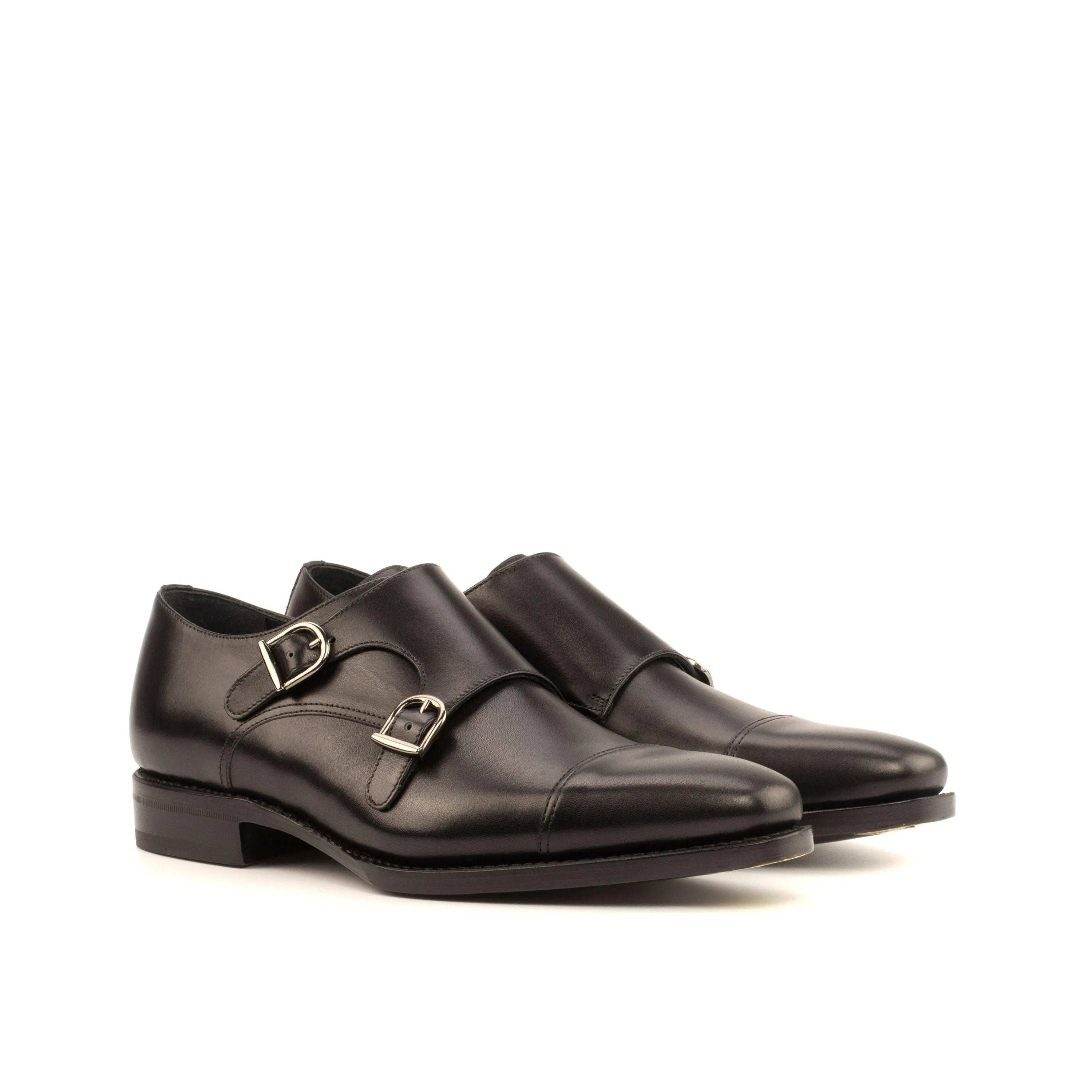 Dominto Double Monk II black leather double monk shoes