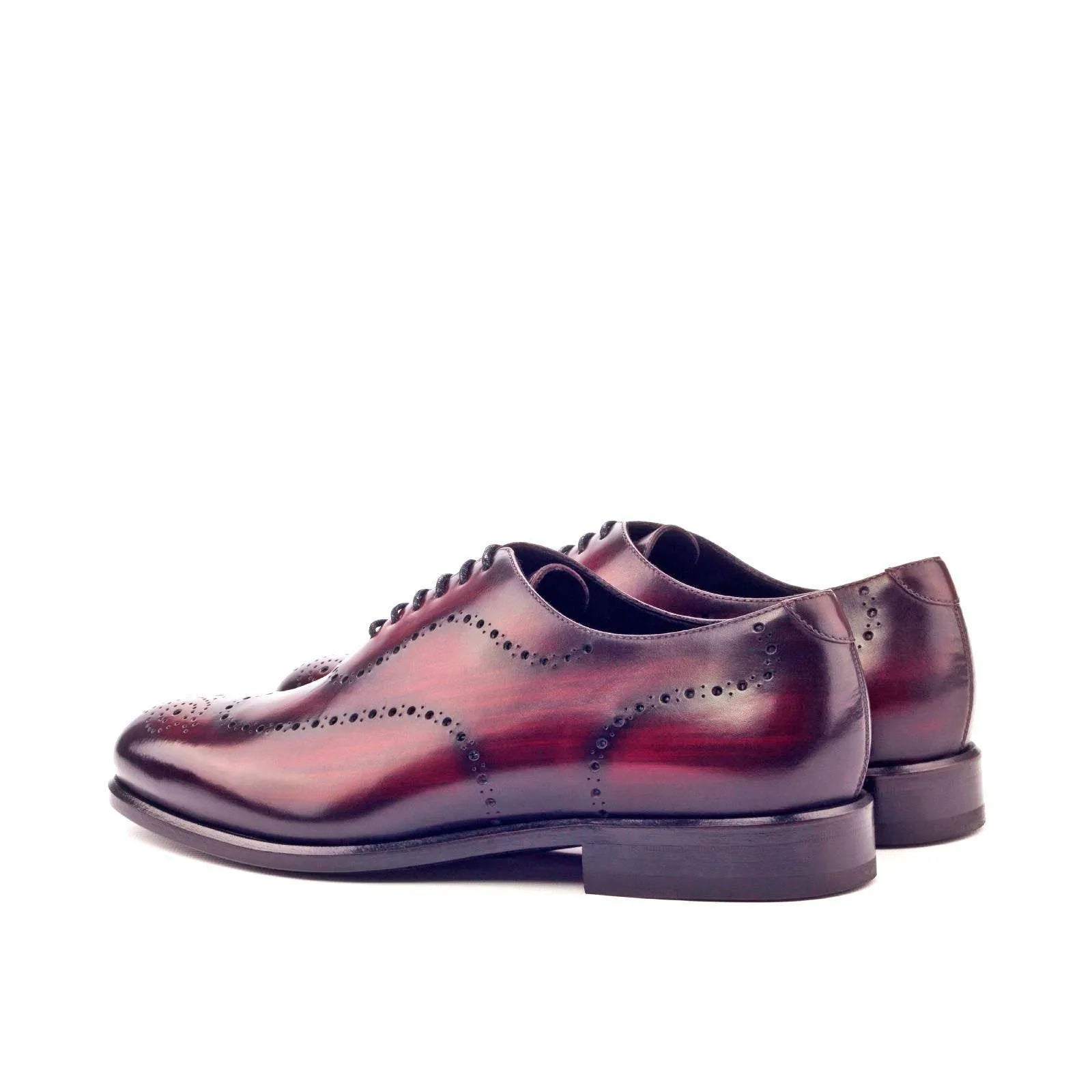 Burgundy leather whole cut patina Donny wingtip dress shoes