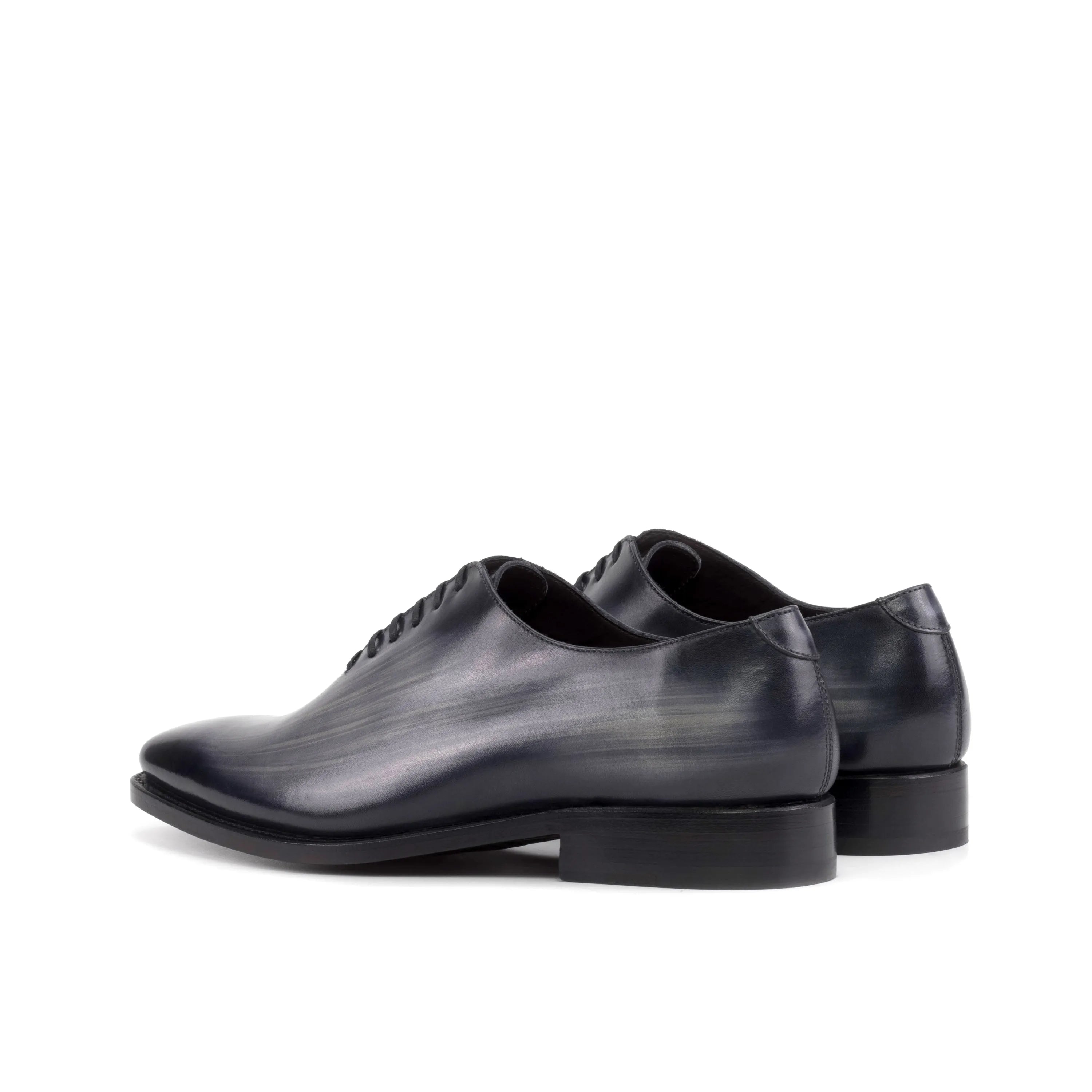 Eclipse patina wholecut dark blue leather dress shoes pair